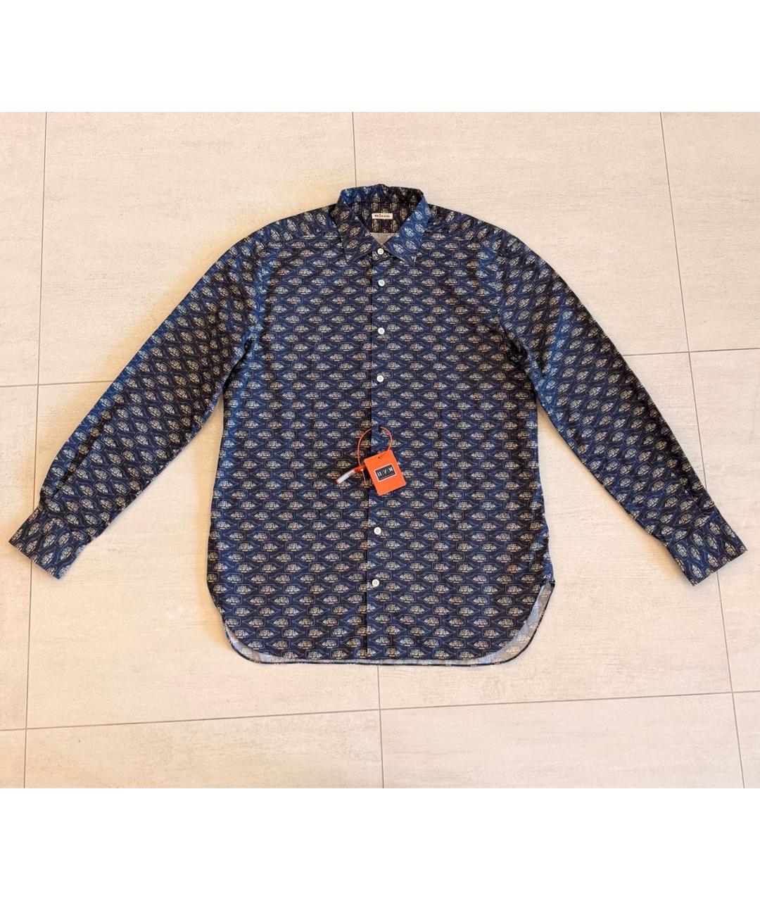 KITON Темно-синяя хлопковая кэжуал рубашка, фото 8