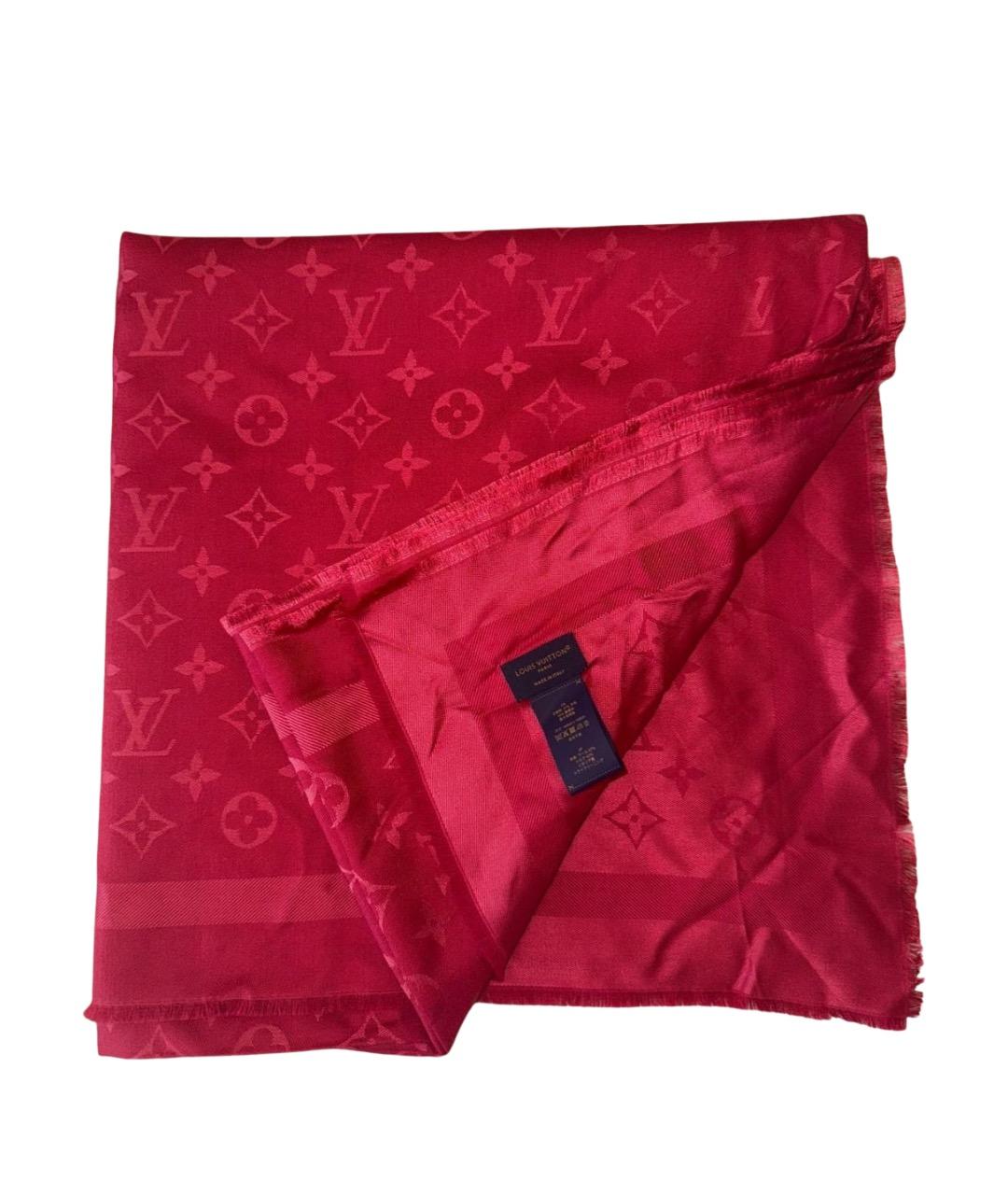 LOUIS VUITTON Бордовый шерстяной платок, фото 1