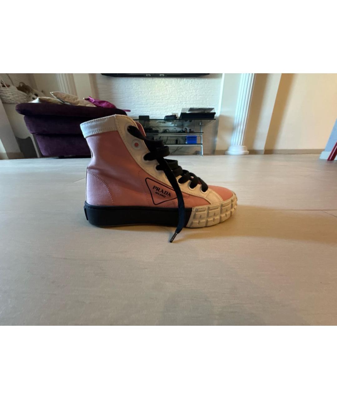 PRADA Розовые текстильные кеды, фото 8