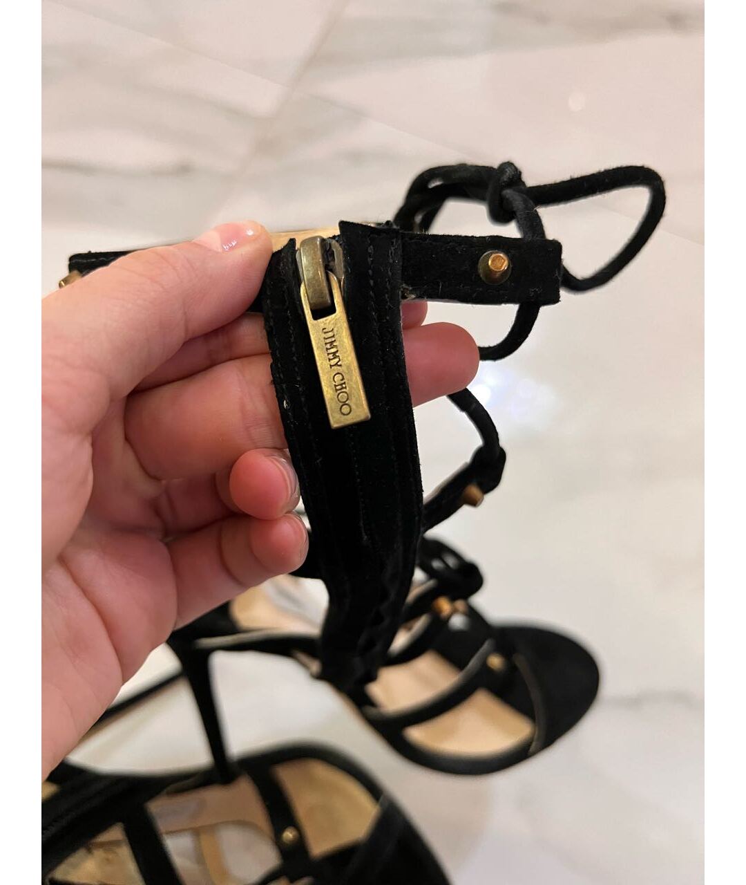 JIMMY CHOO Черные замшевые босоножки, фото 3