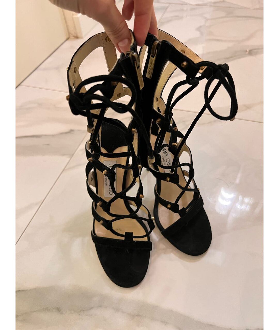 JIMMY CHOO Черные замшевые босоножки, фото 2