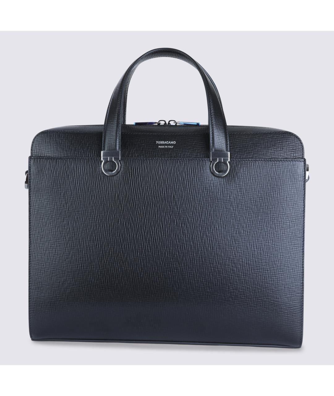 FERRAGAMO Черная кожаная сумка тоут, фото 5