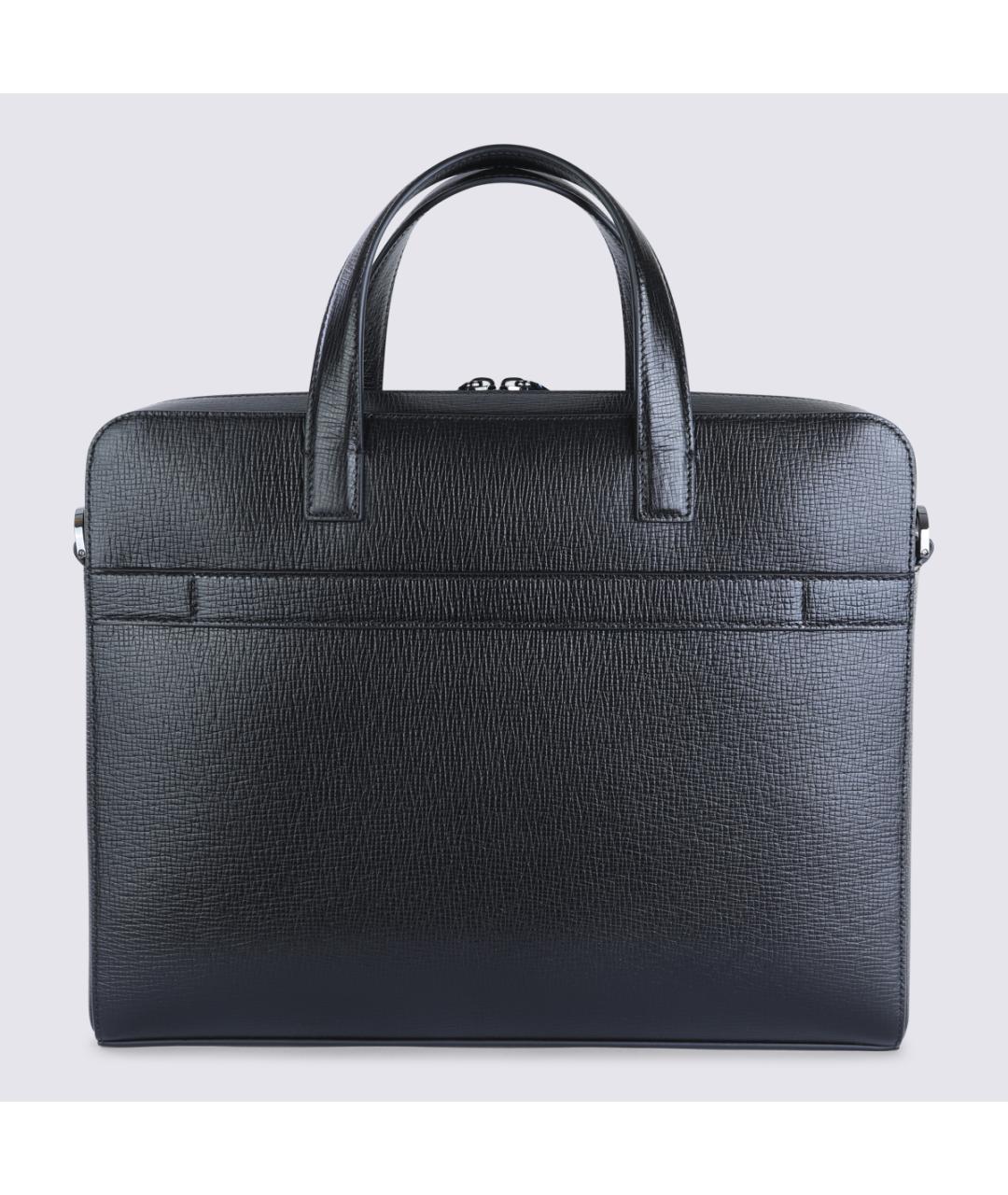 FERRAGAMO Черная кожаная сумка тоут, фото 3