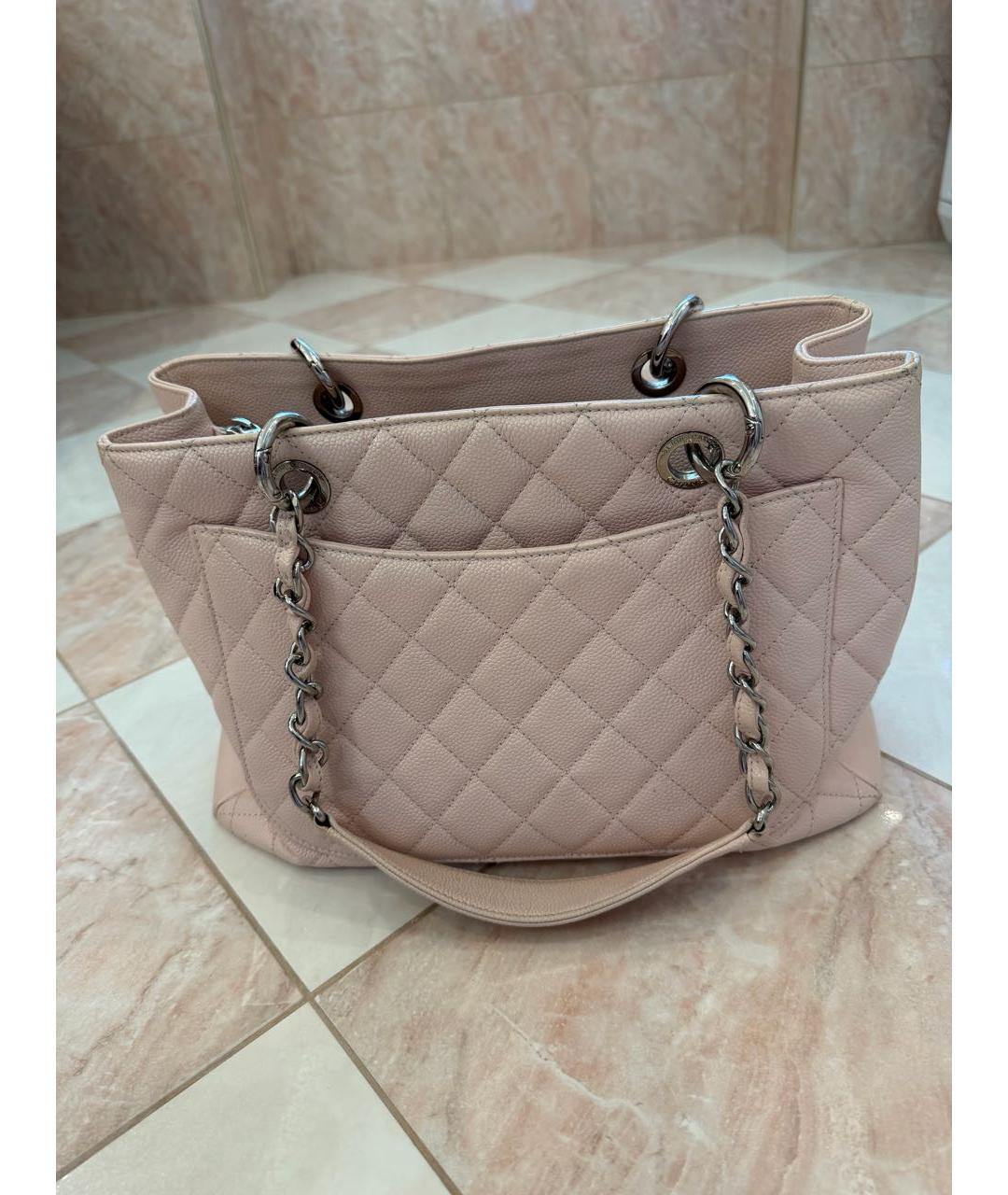 CHANEL Розовая кожаная сумка тоут, фото 3