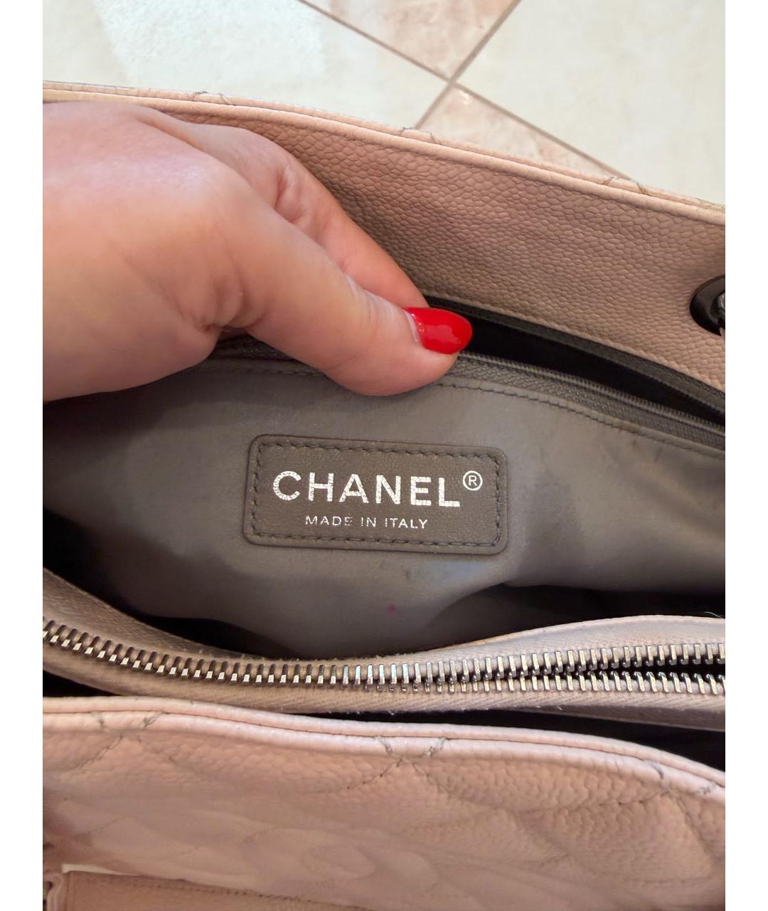 CHANEL Розовая кожаная сумка тоут, фото 4