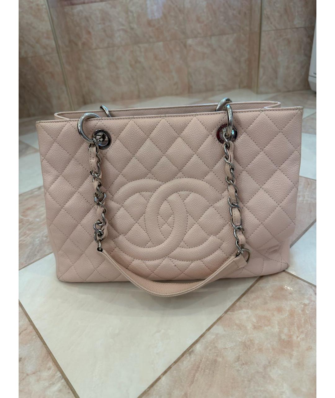 CHANEL Розовая кожаная сумка тоут, фото 9