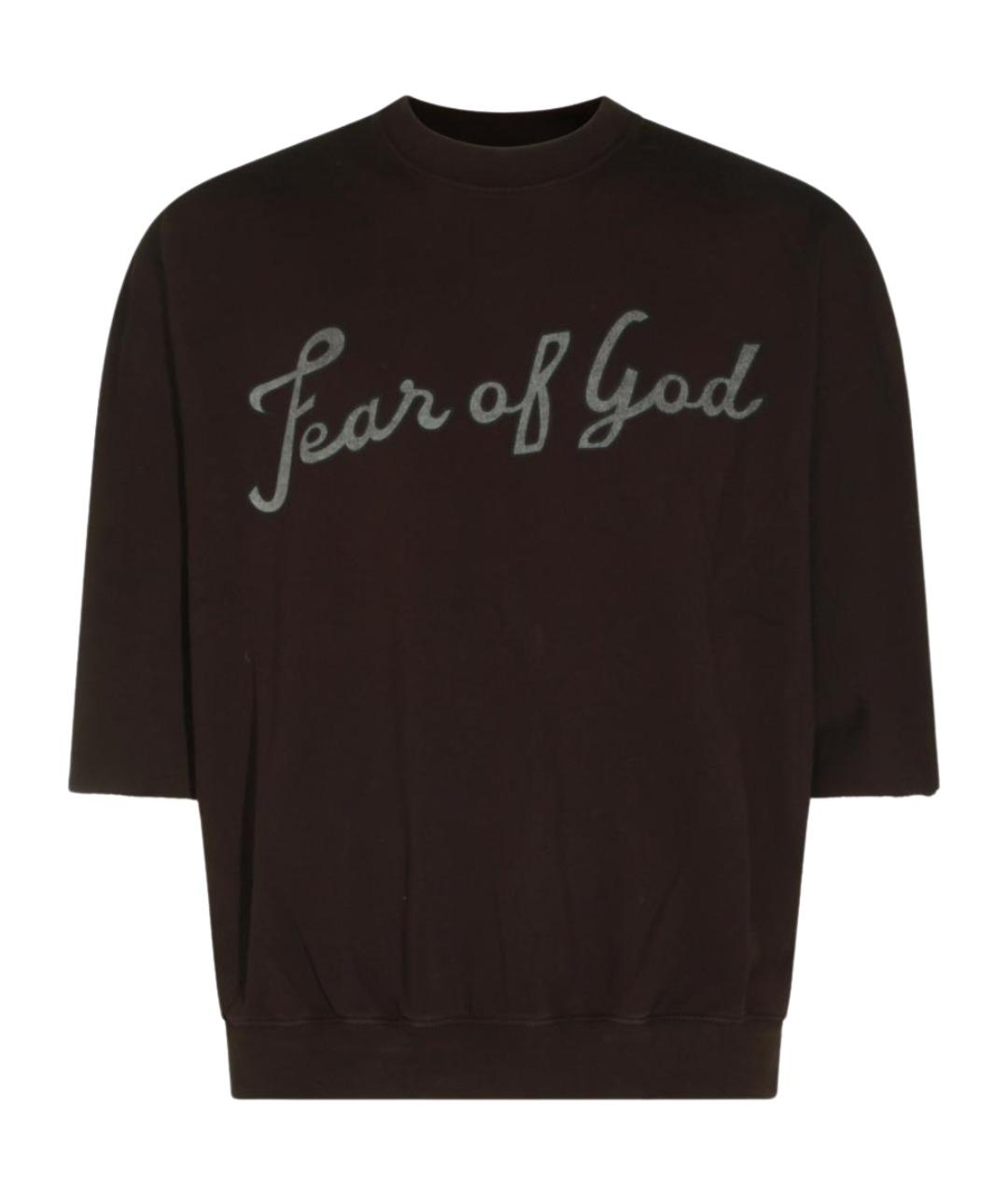 FEAR OF GOD Коричневая хлопковая футболка, фото 1