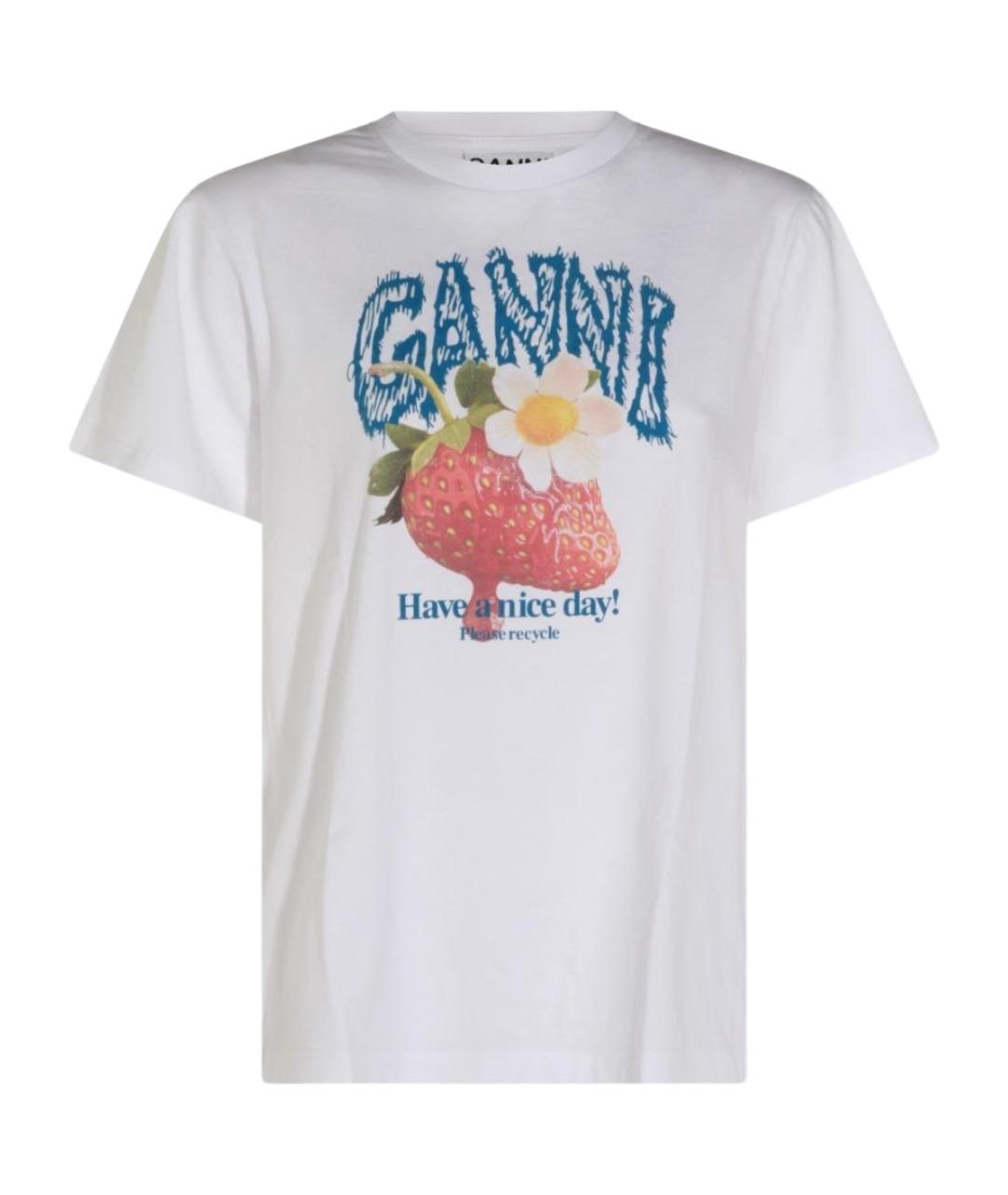 GANNI Хлопковая футболка, фото 1