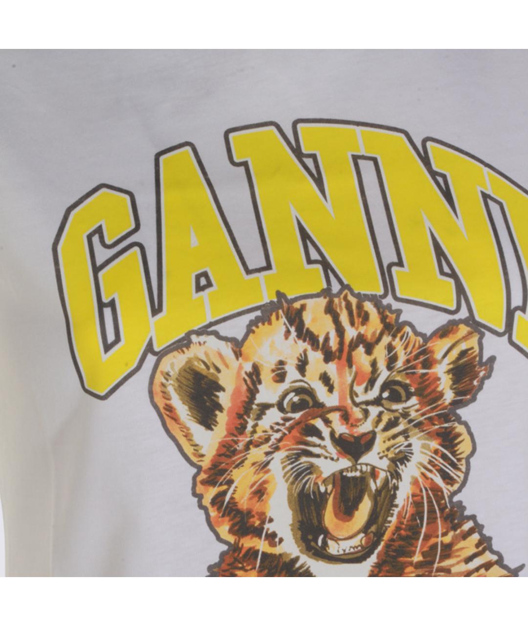 GANNI Белая хлопковая футболка, фото 3