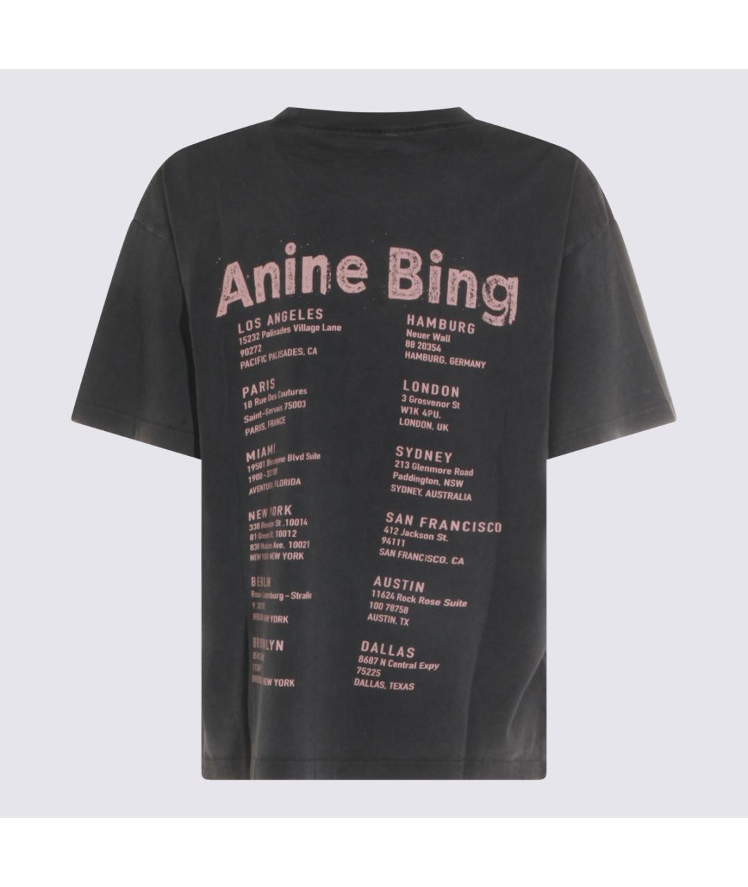 ANINE BING Антрацитовая хлопковая футболка, фото 2