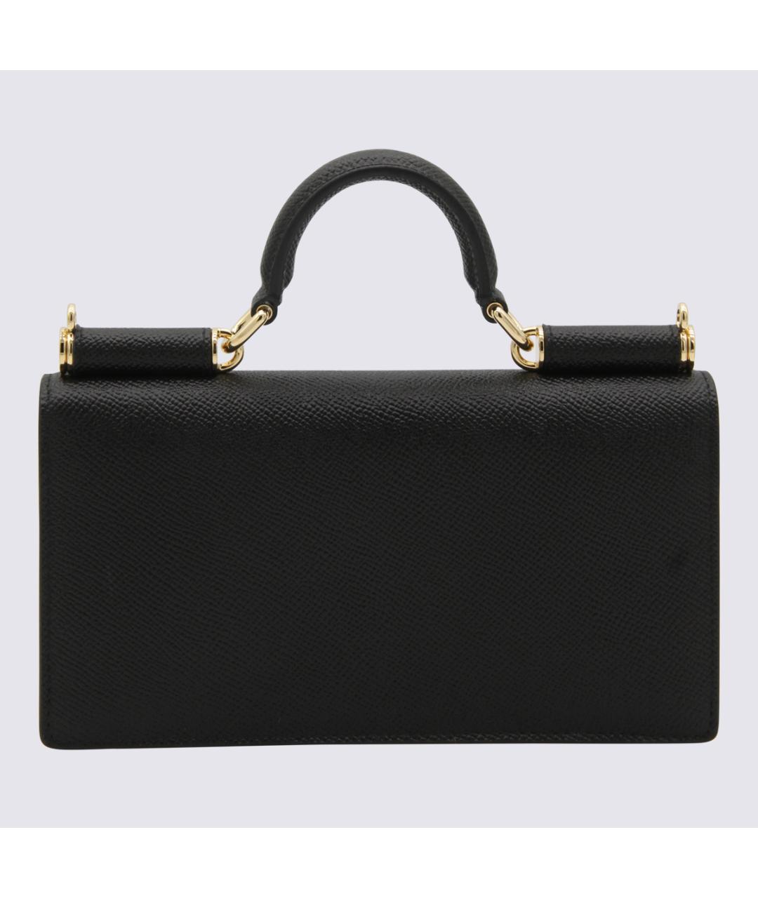DOLCE&GABBANA Черная кожаная сумка с короткими ручками, фото 2
