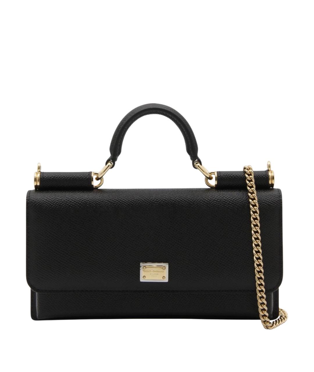 DOLCE&GABBANA Черная кожаная сумка с короткими ручками, фото 1