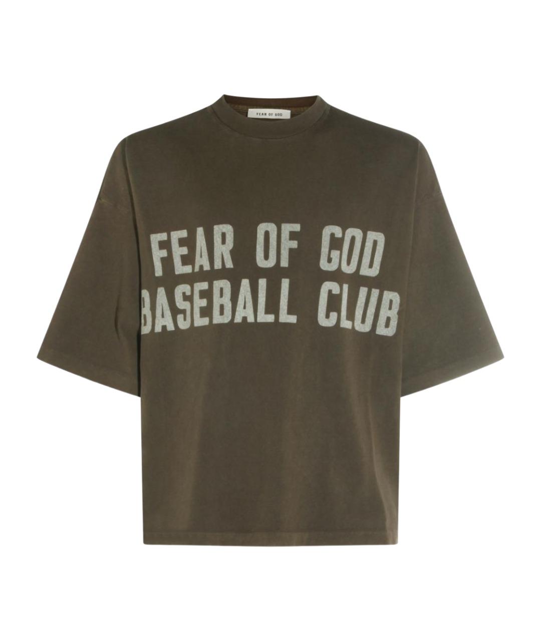 FEAR OF GOD Хаки хлопковая футболка, фото 1