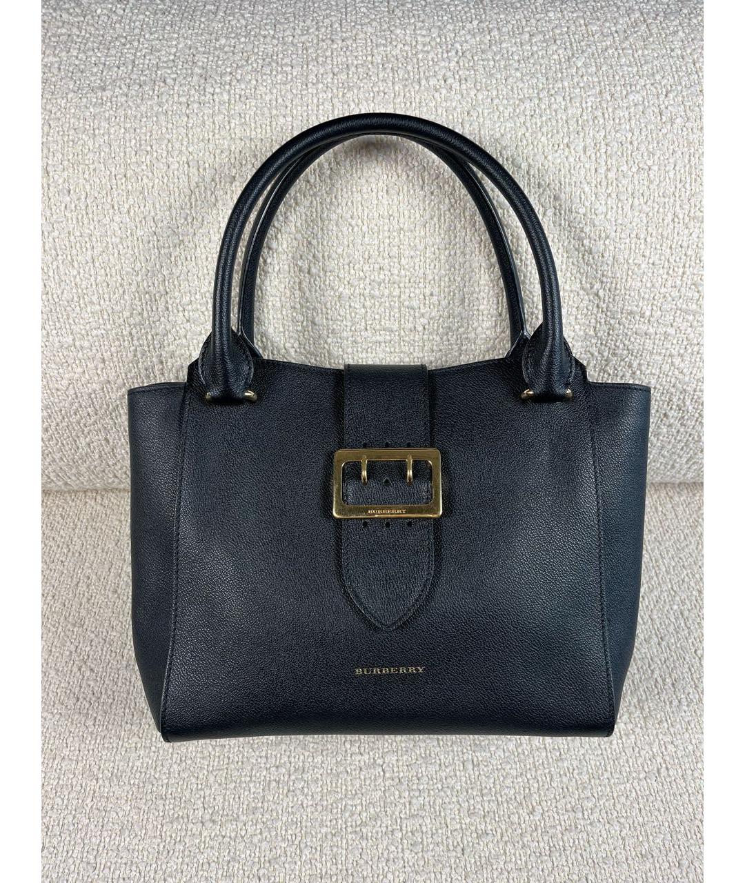 BURBERRY Черная кожаная сумка с короткими ручками, фото 8