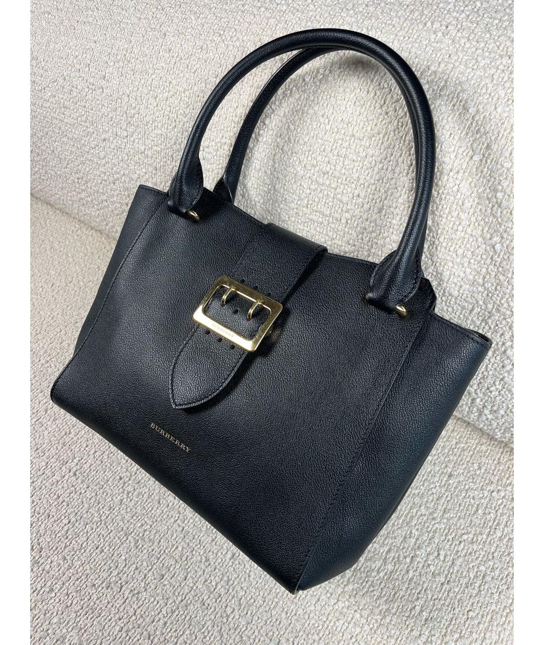 BURBERRY Черная кожаная сумка с короткими ручками, фото 5