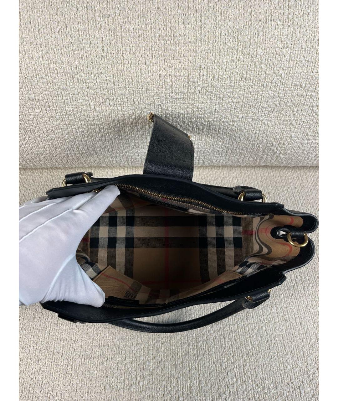 BURBERRY Черная кожаная сумка с короткими ручками, фото 4