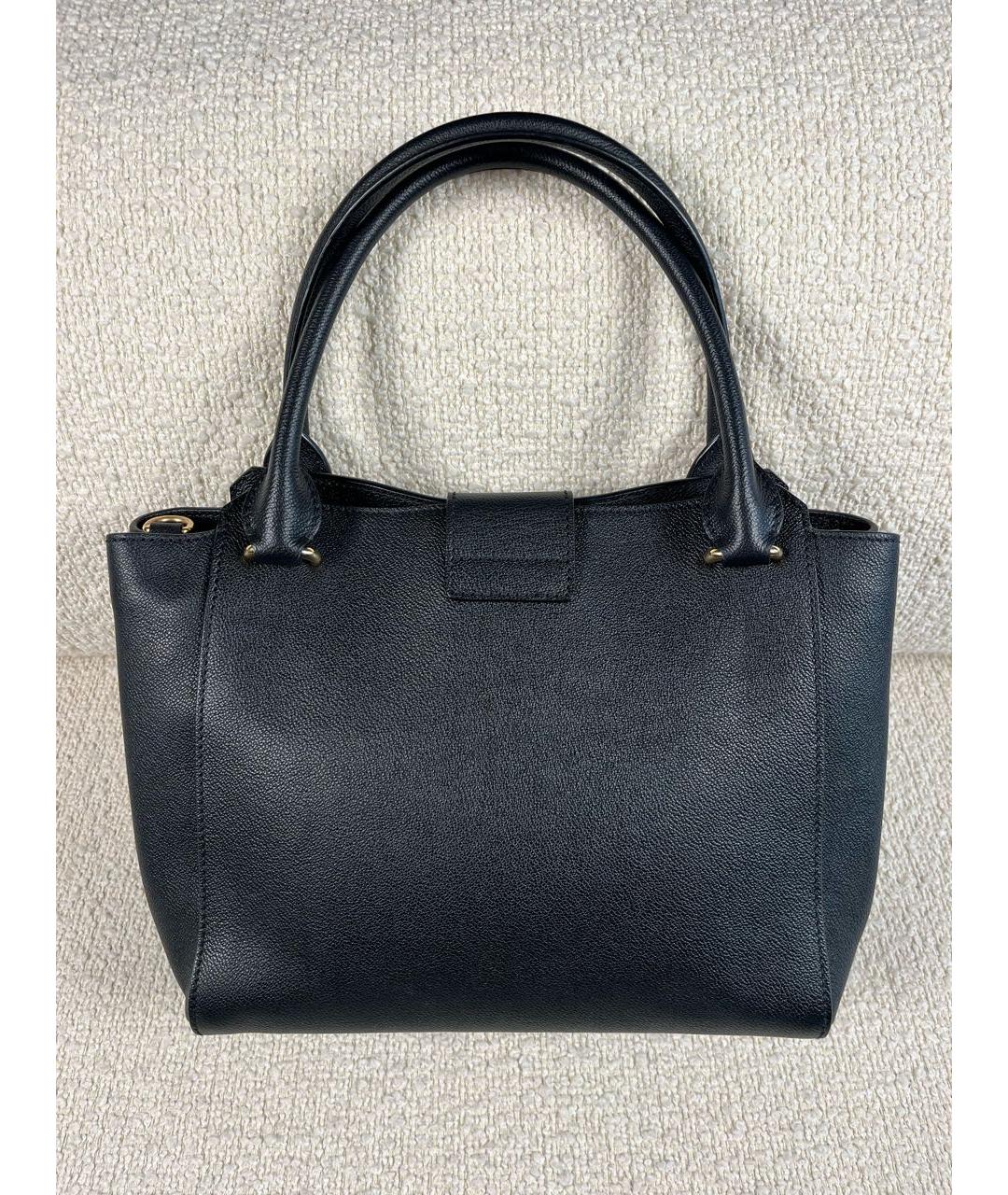 BURBERRY Черная кожаная сумка с короткими ручками, фото 3