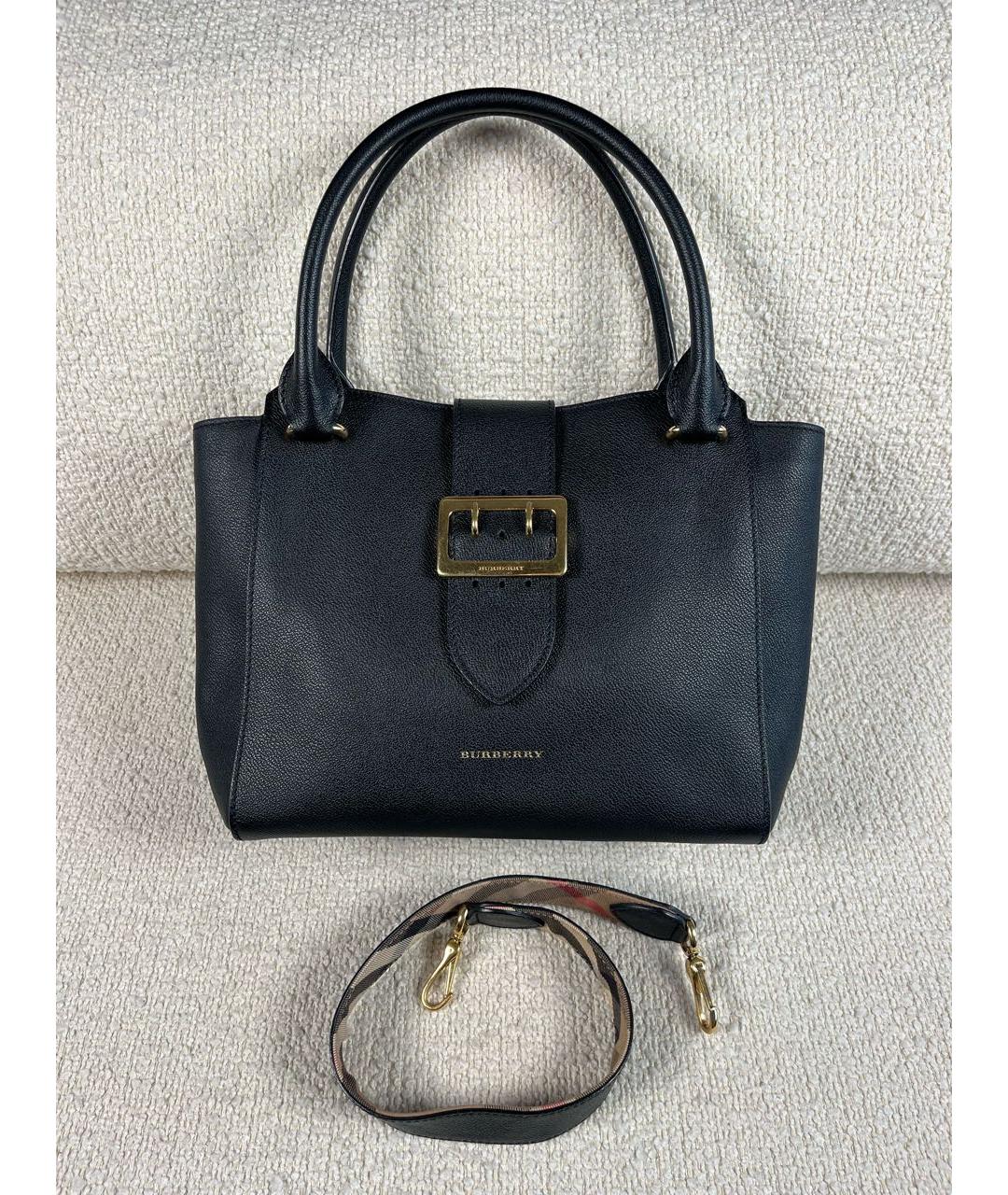BURBERRY Черная кожаная сумка с короткими ручками, фото 7