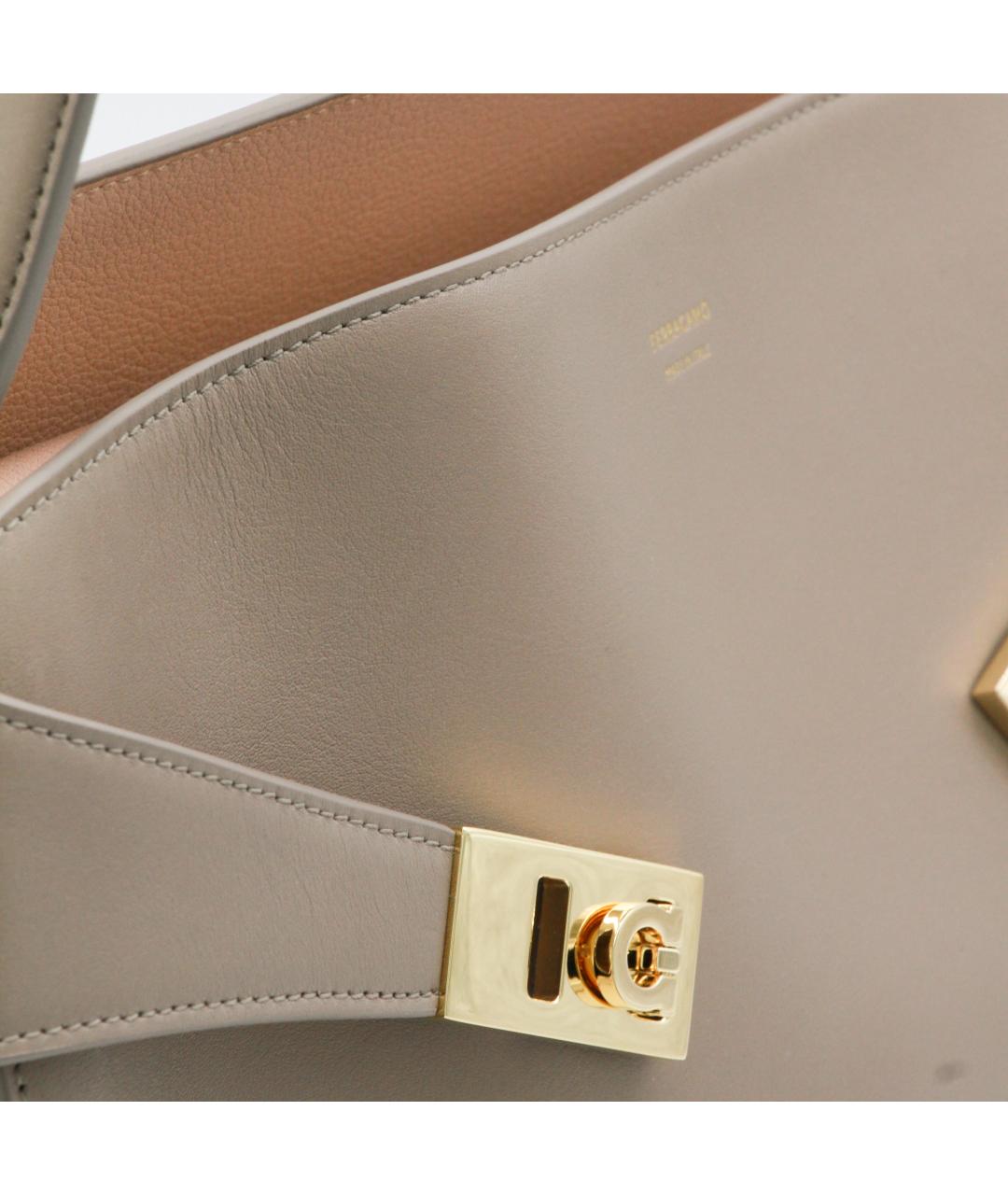 FERRAGAMO Бежевая кожаная сумка тоут, фото 4