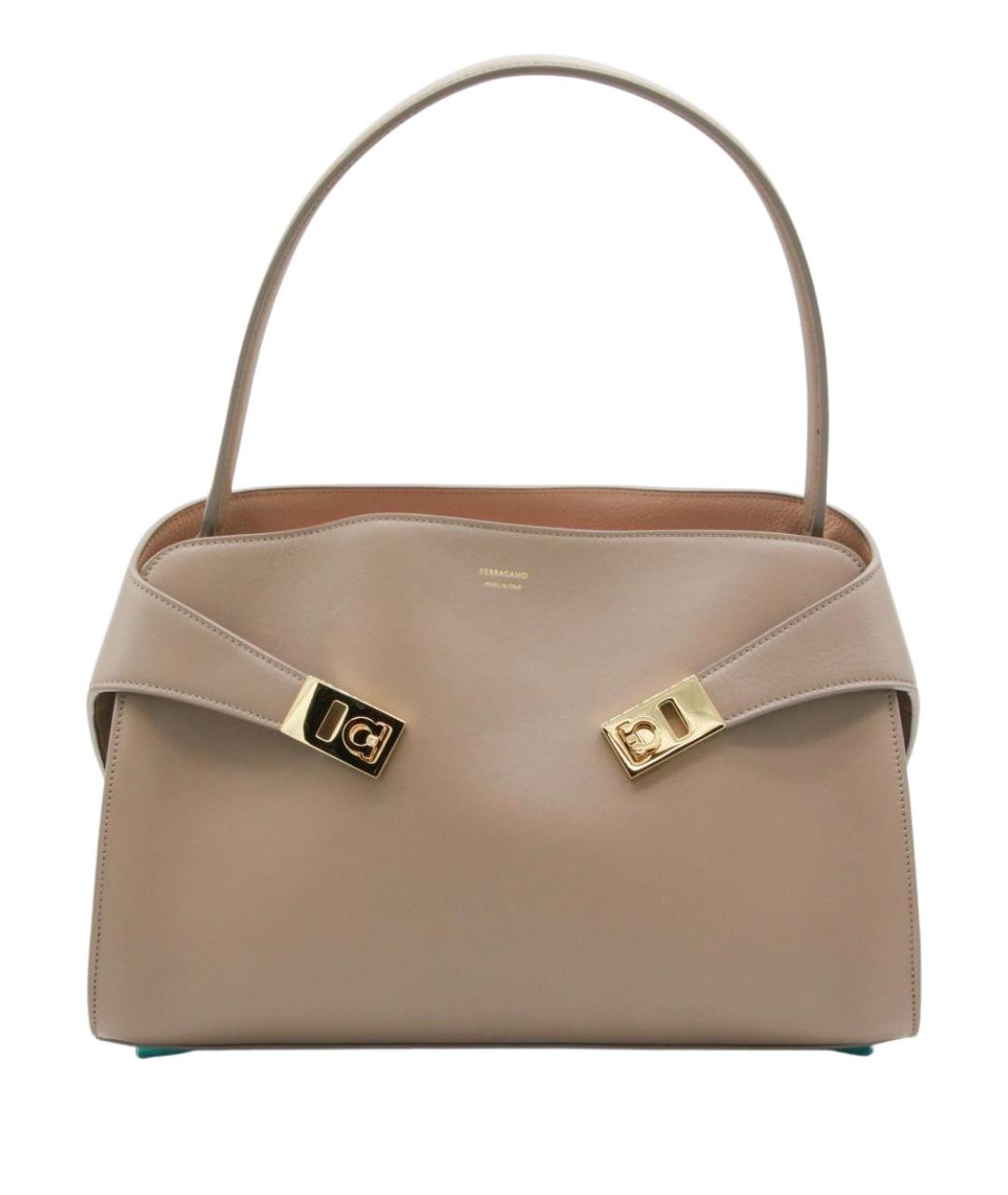 FERRAGAMO Бежевая кожаная сумка тоут, фото 1
