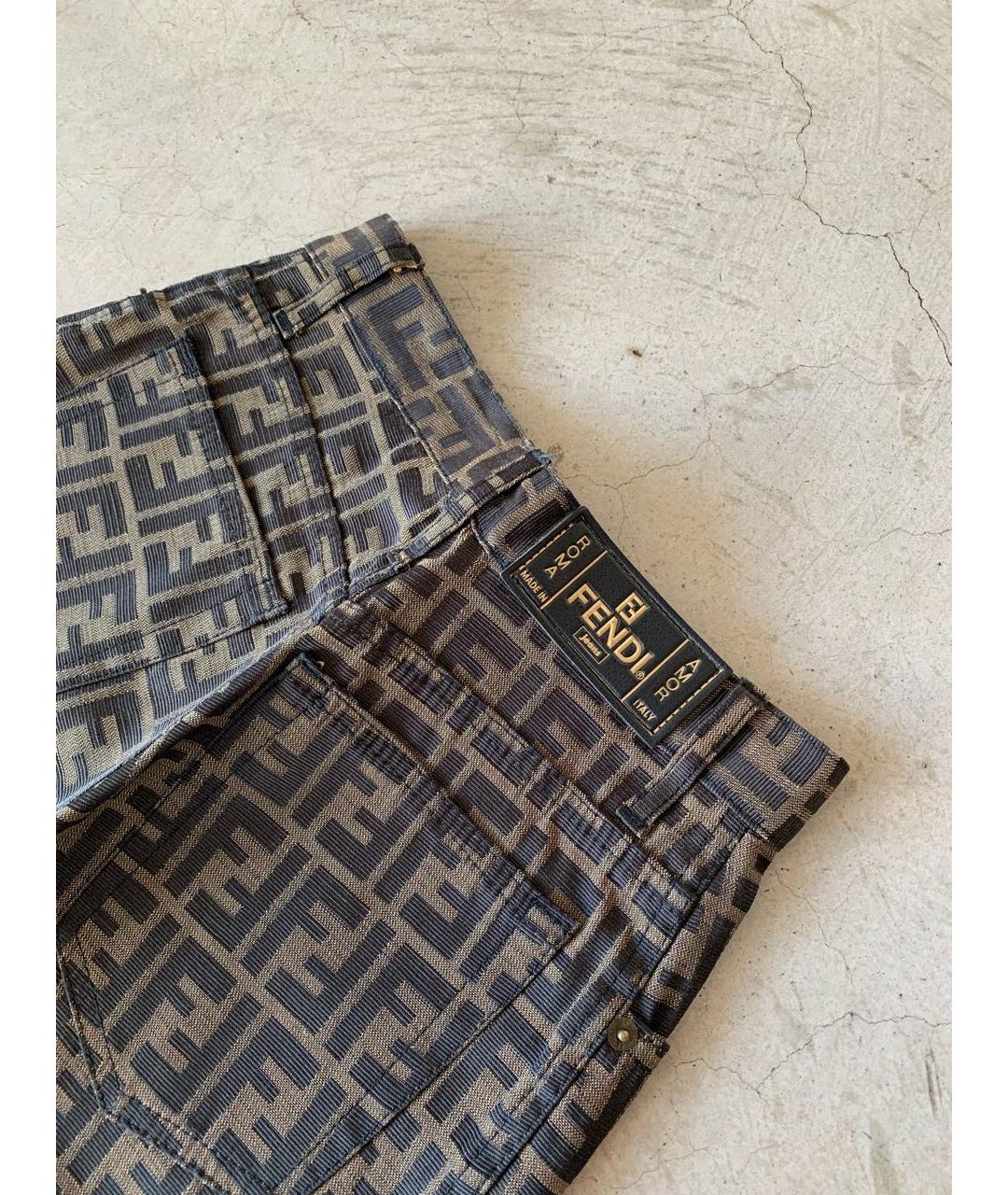 FENDI Коричневые хлопко-полиэстеровые джинсы слим, фото 5