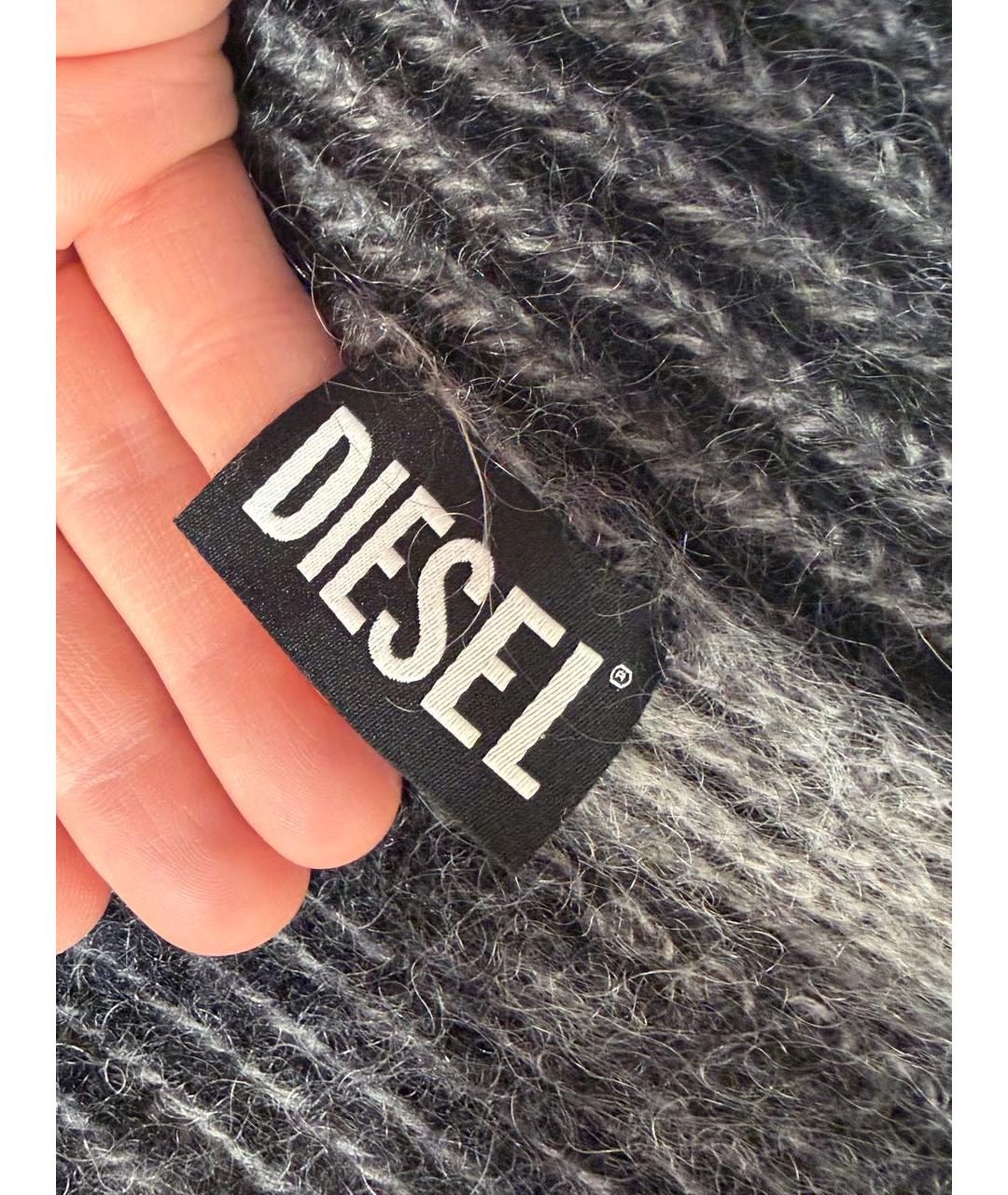 DIESEL Серый шерстяной шарф, фото 7