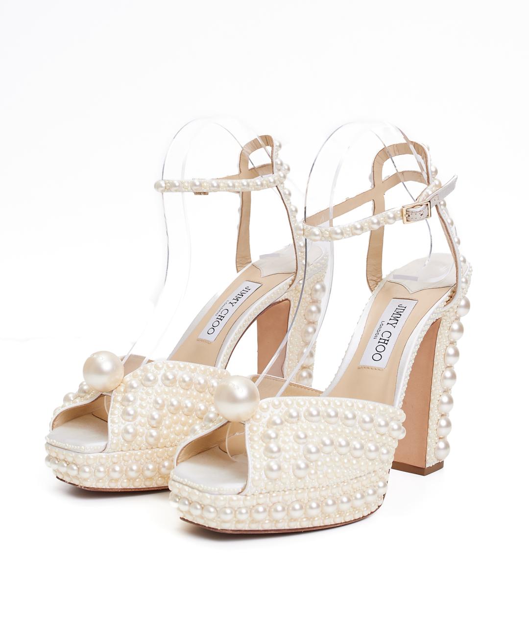JIMMY CHOO Бежевые текстильные туфли, фото 2