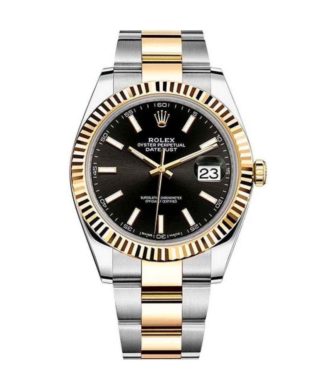 ROLEX Черные часы из желтого золота, фото 1
