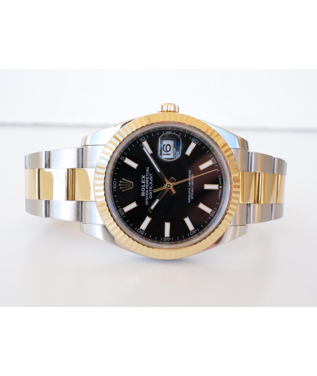 ROLEX Черные часы из желтого золота, фото 2