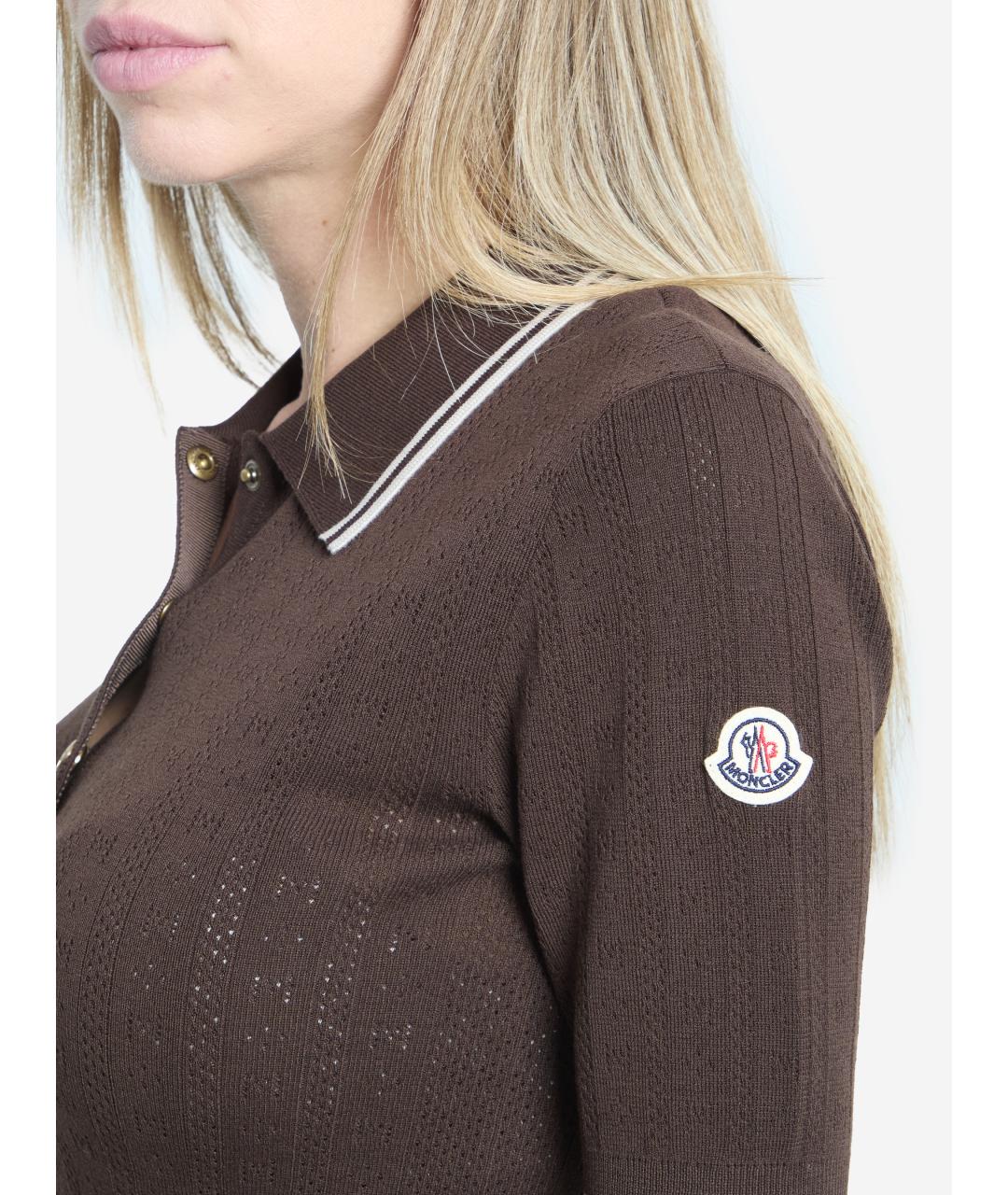 MONCLER Коричневая хлопковая футболка, фото 3