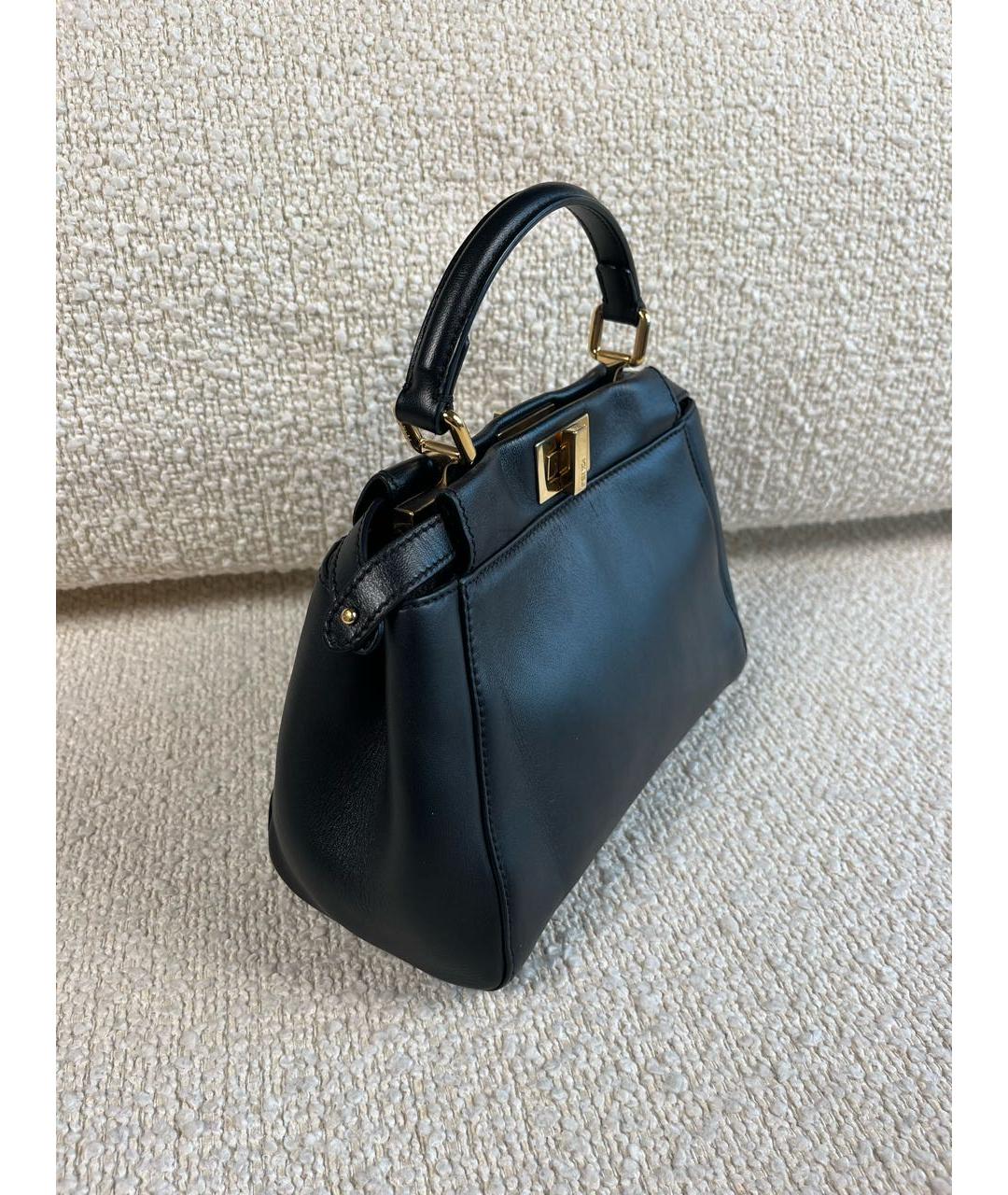 FENDI Черная кожаная сумка с короткими ручками, фото 8