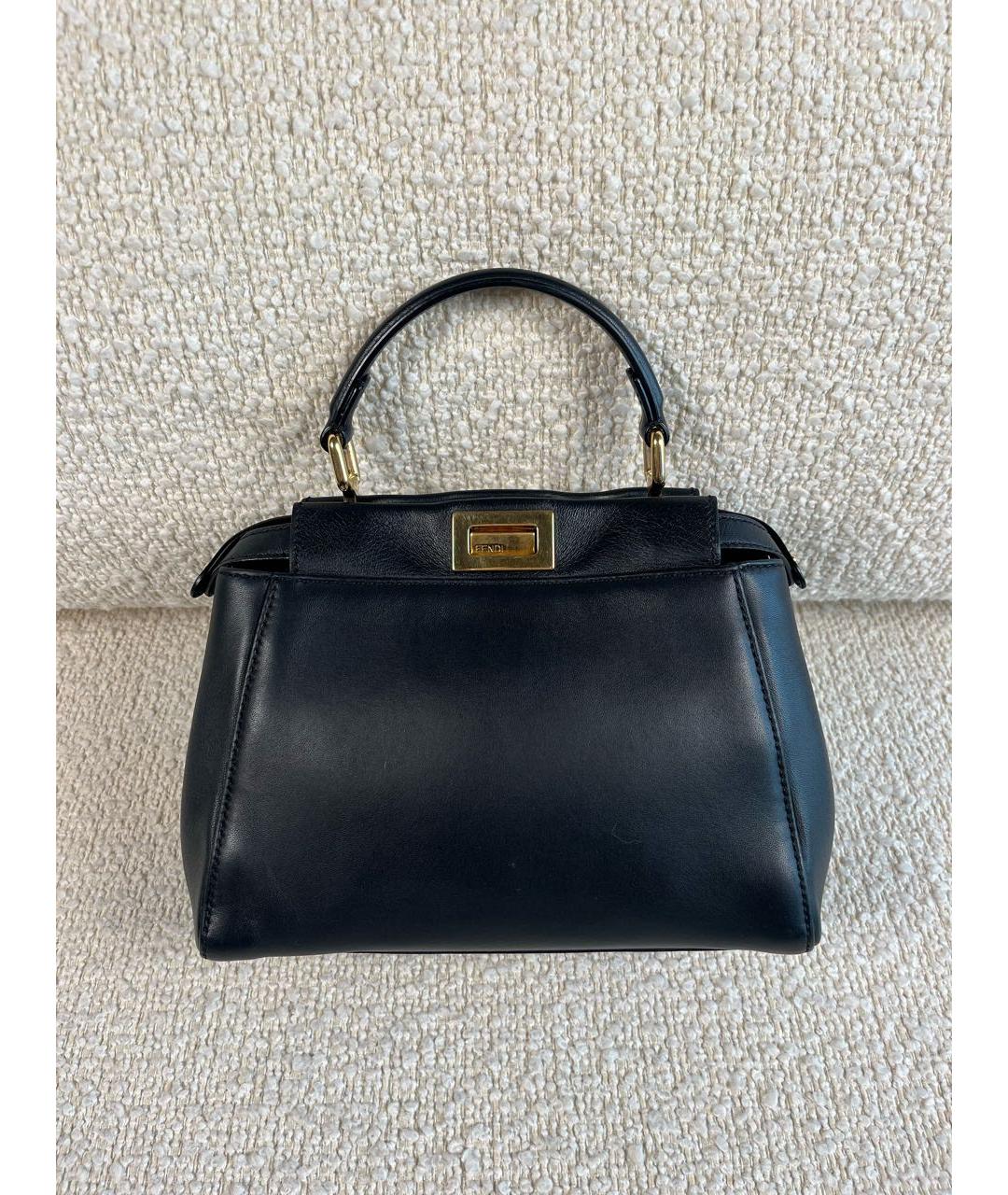 FENDI Черная кожаная сумка с короткими ручками, фото 3