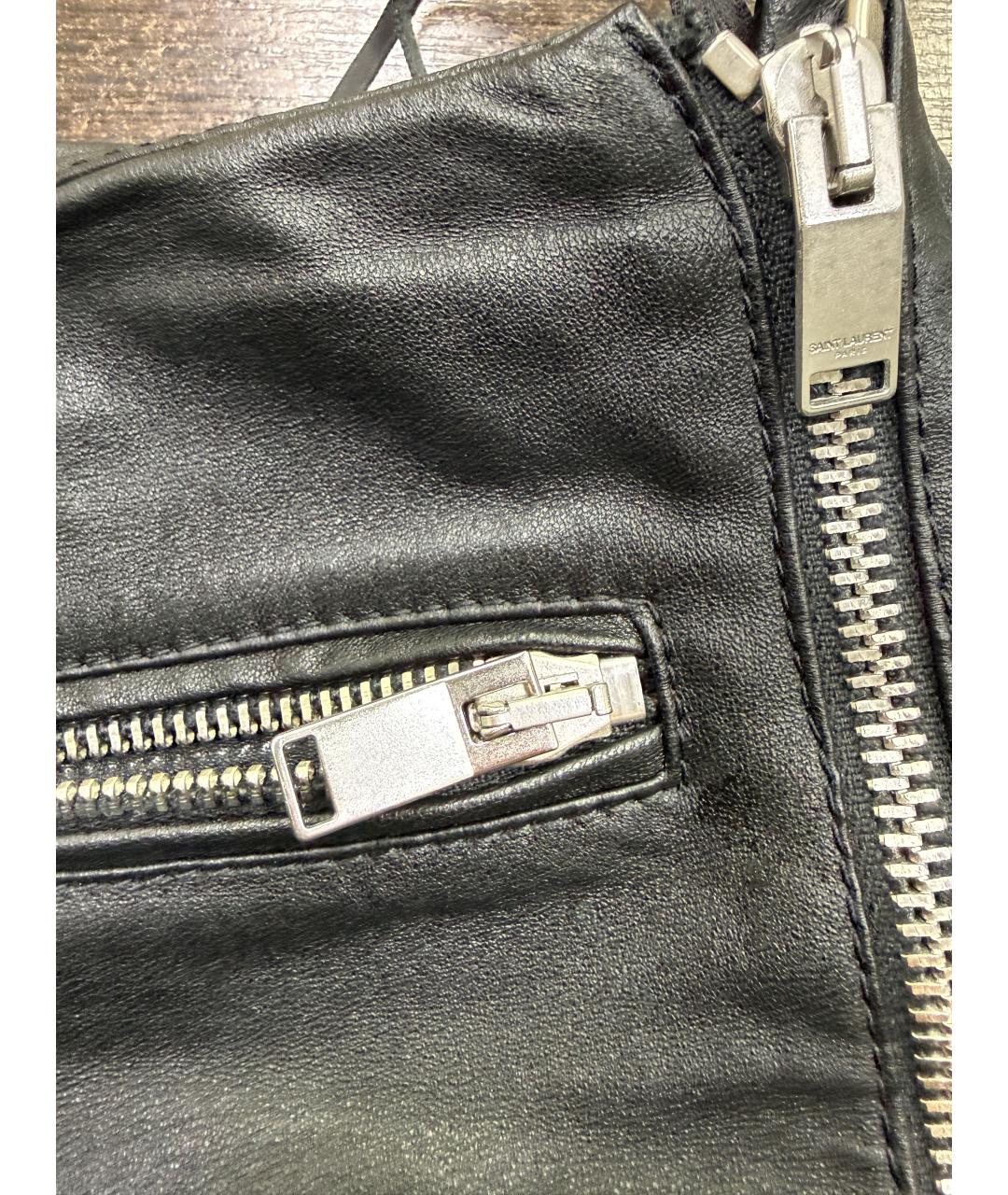 SAINT LAURENT Черные кожаные брюки узкие, фото 9