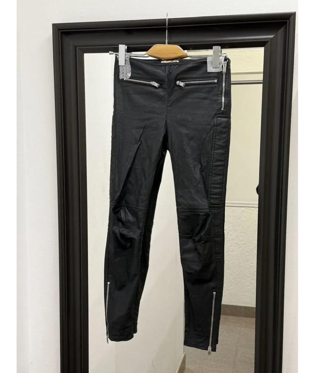 SAINT LAURENT Черные кожаные брюки узкие, фото 2