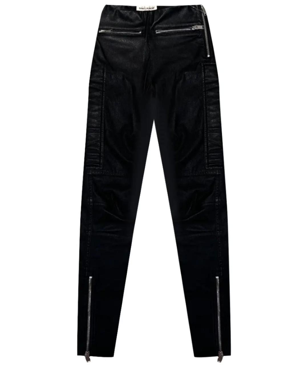 SAINT LAURENT Черные кожаные брюки узкие, фото 1