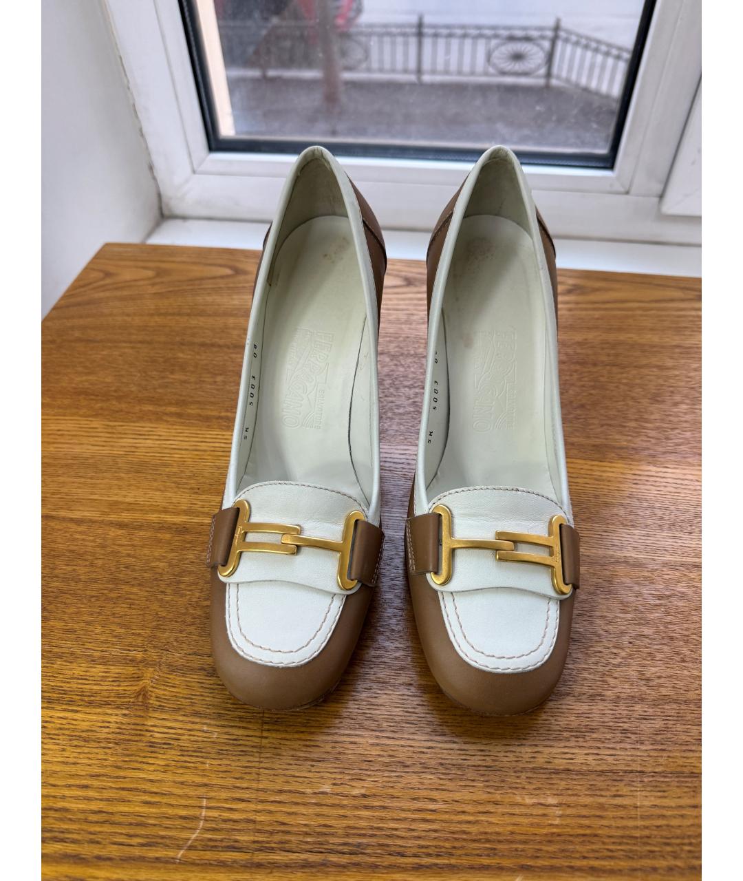 FERRAGAMO Коричневые кожаные туфли, фото 4