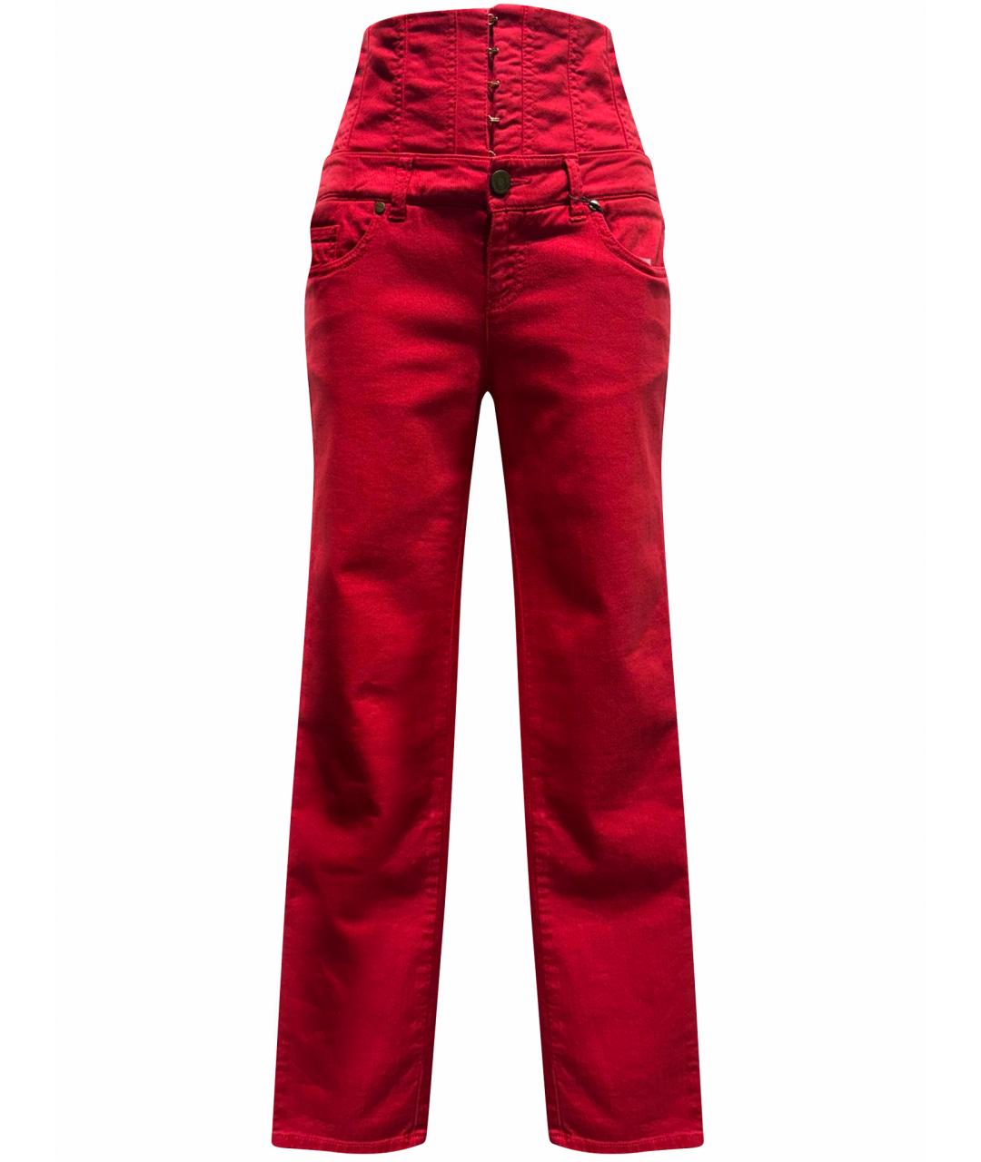 ALEXANDER MCQUEEN Красные хлопко-эластановые джинсы слим, фото 1