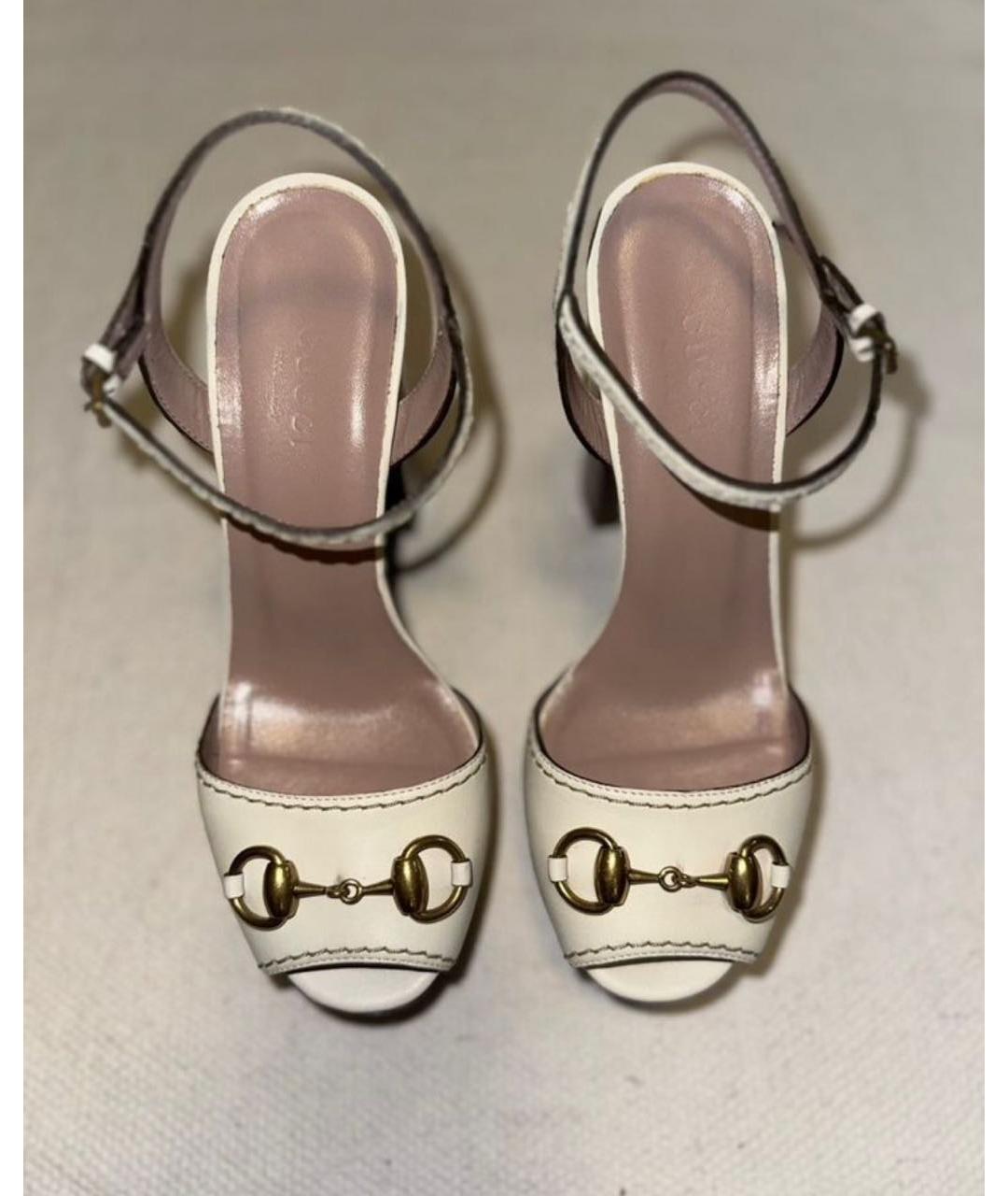 GUCCI Белые кожаные босоножки, фото 2
