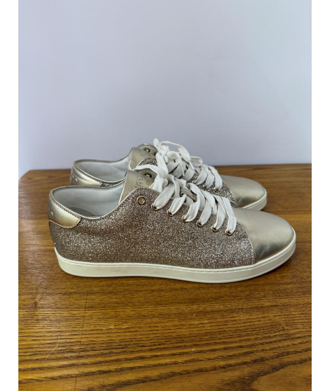 JIMMY CHOO Золотые кроссовки, фото 7