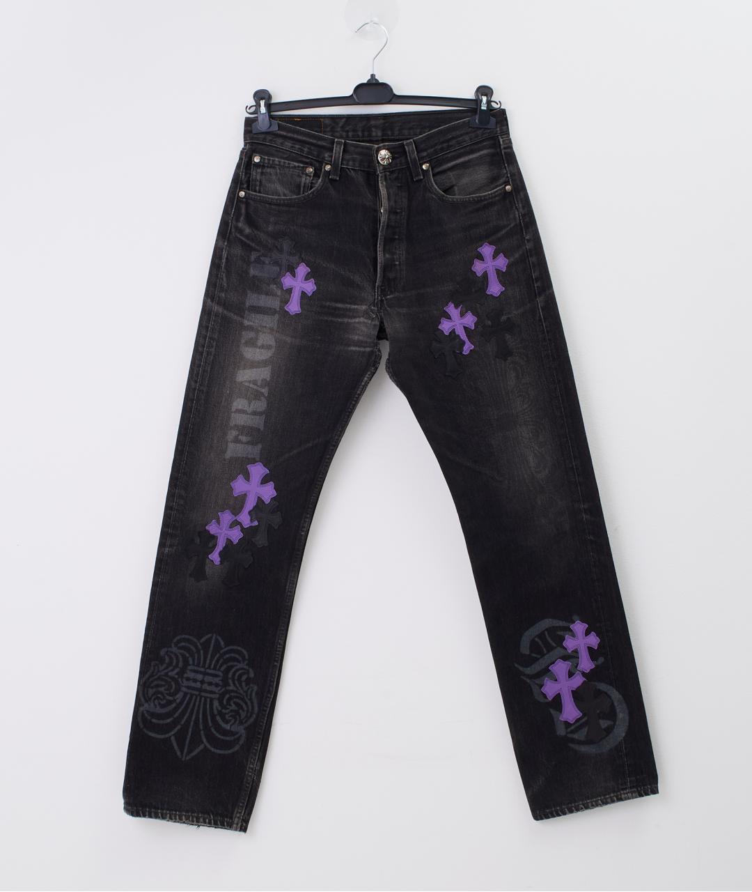 CHROME HEARTS Черные хлопковые прямые джинсы, фото 3