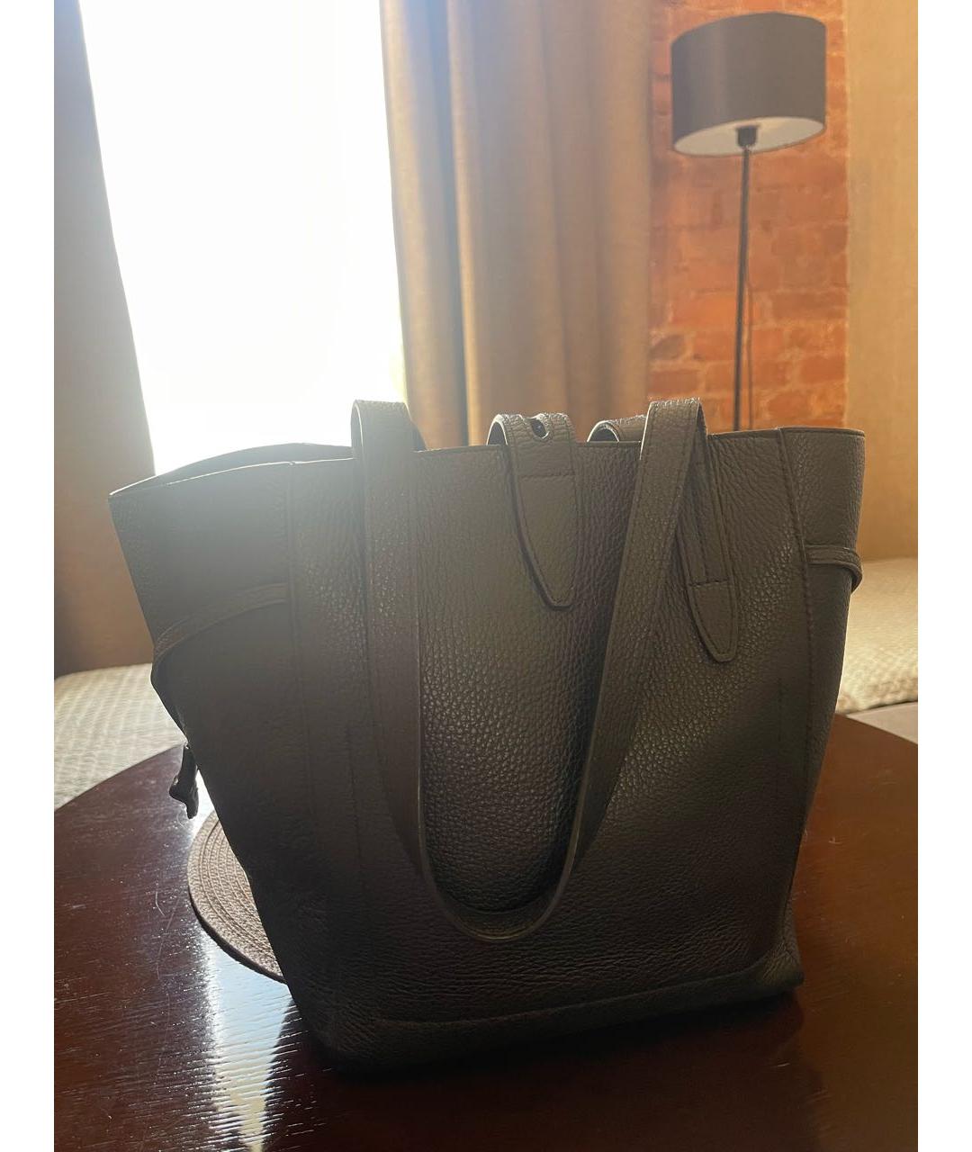FURLA Черная кожаная сумка тоут, фото 3