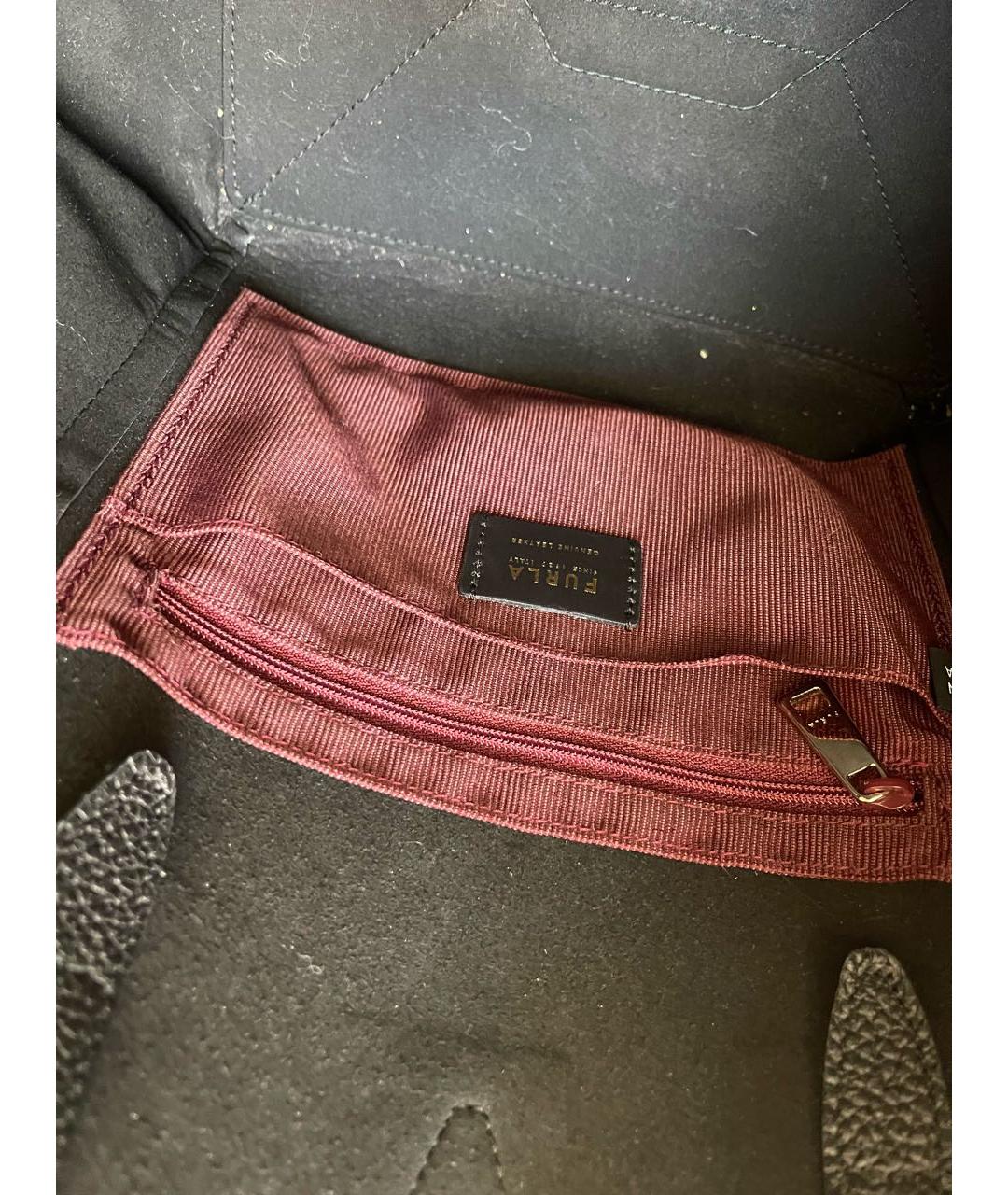 FURLA Черная кожаная сумка тоут, фото 5