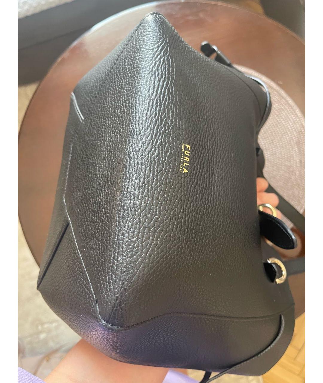 FURLA Черная кожаная сумка тоут, фото 8