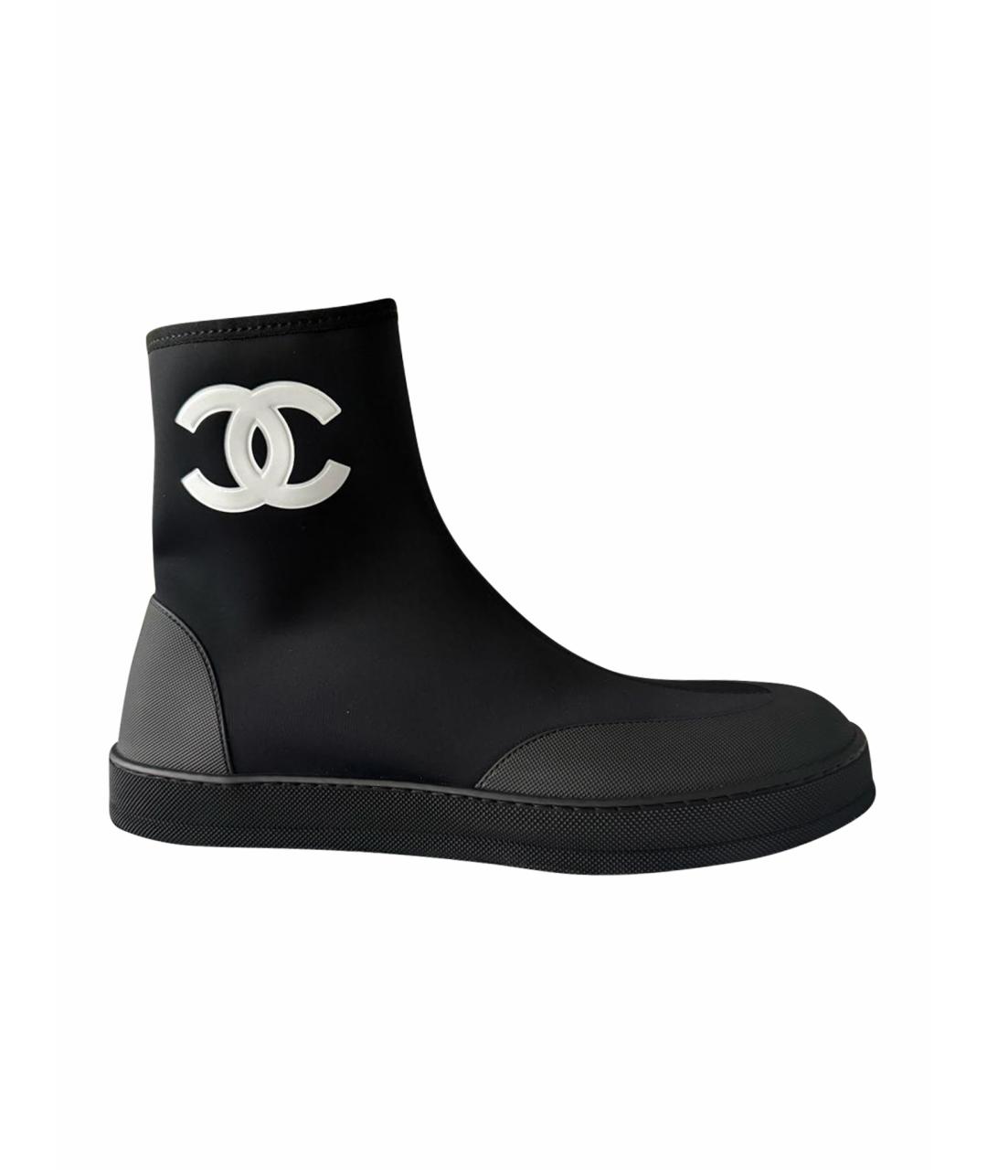 CHANEL Черные неопреновые ботинки, фото 1