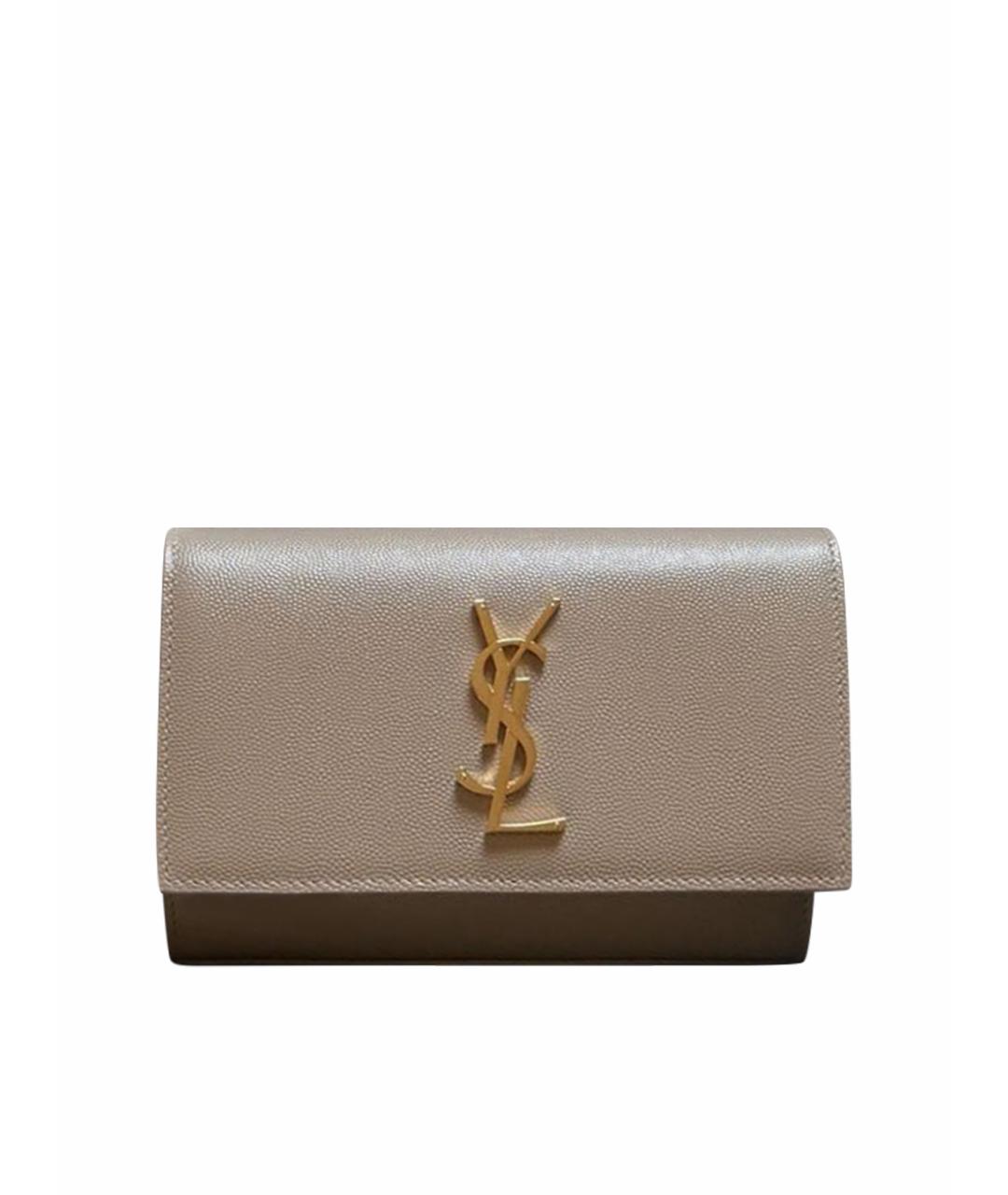 SAINT LAURENT Бежевая кожаная поясная сумка, фото 1