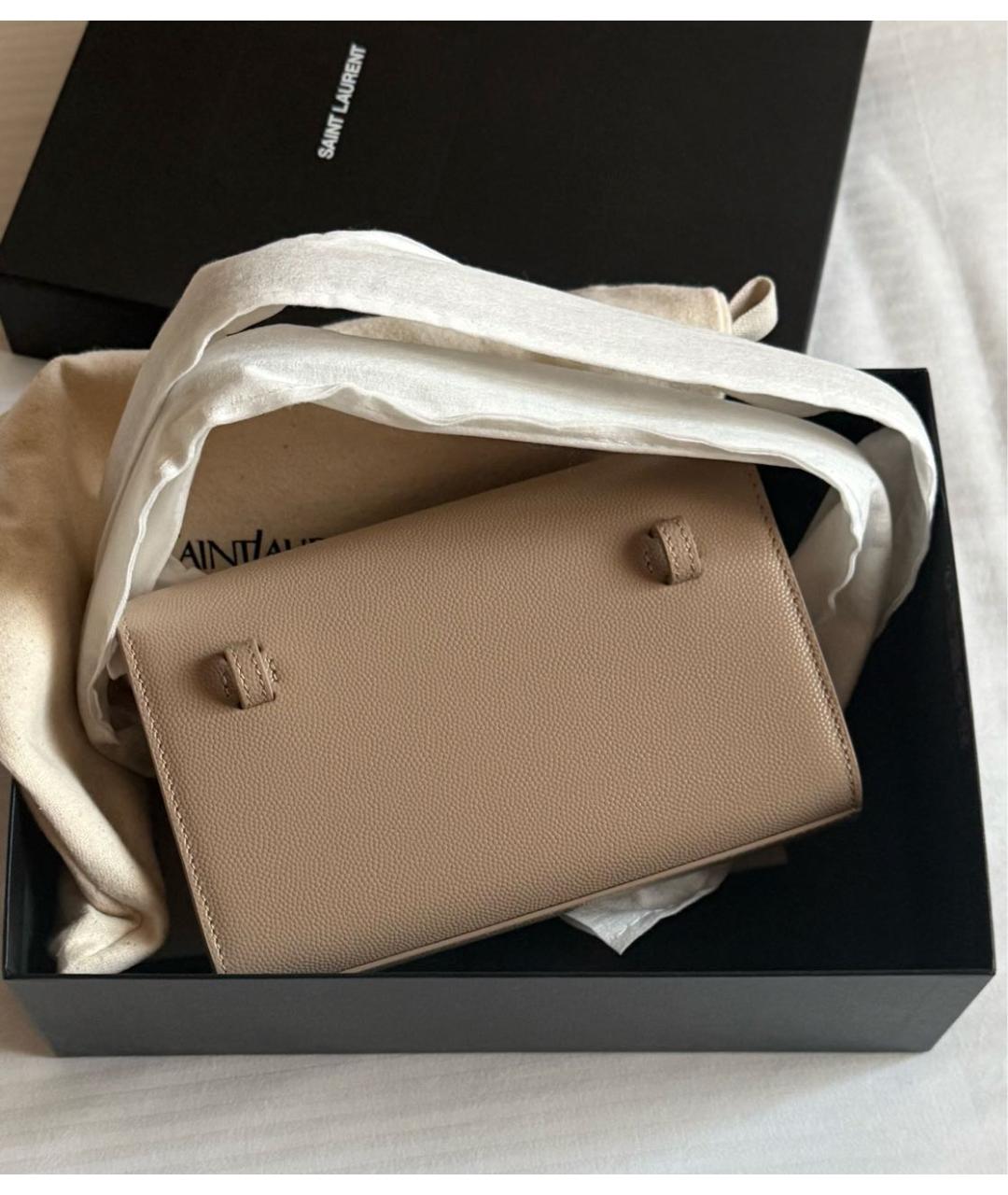 SAINT LAURENT Бежевая кожаная поясная сумка, фото 7