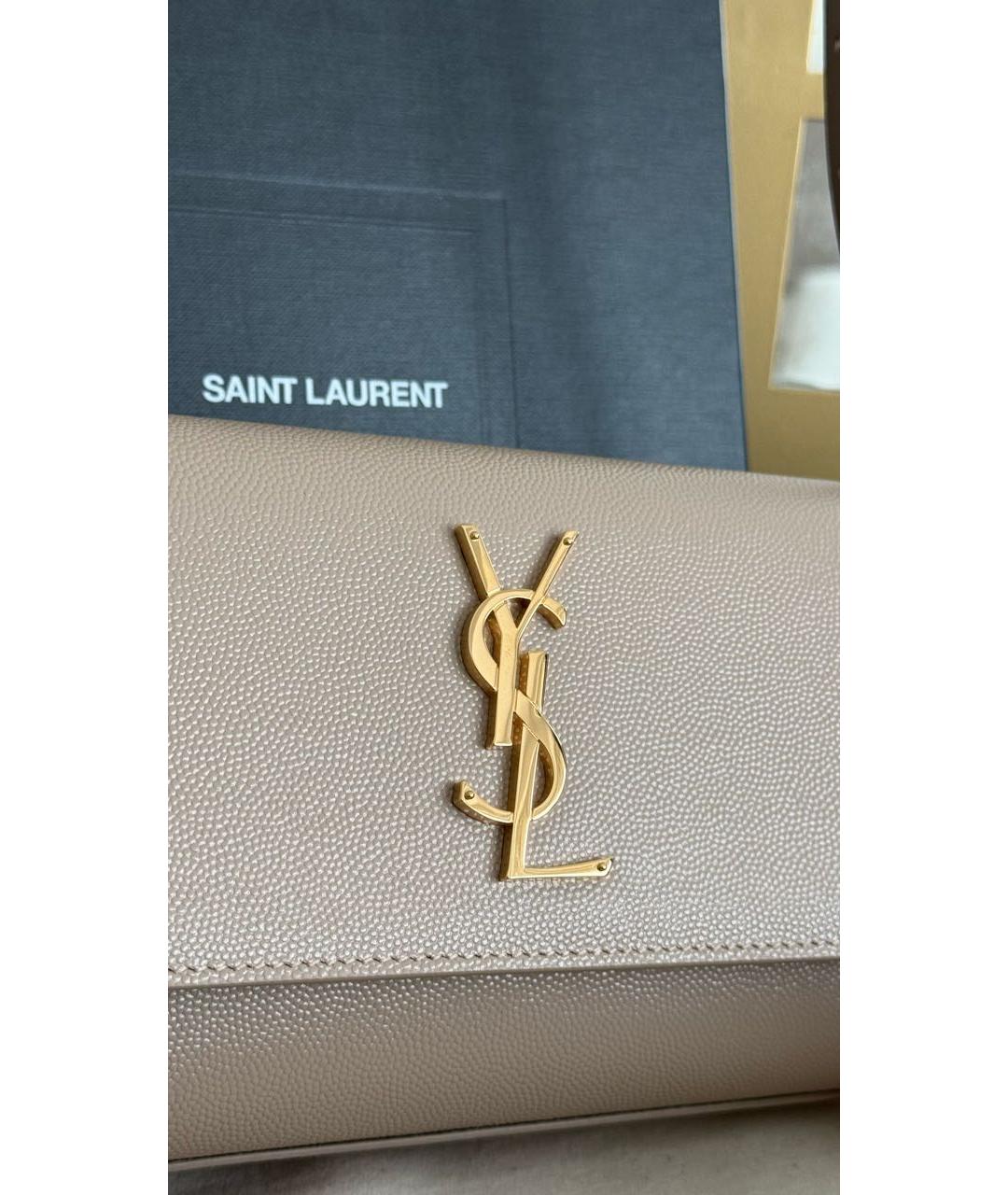 SAINT LAURENT Бежевая кожаная поясная сумка, фото 4