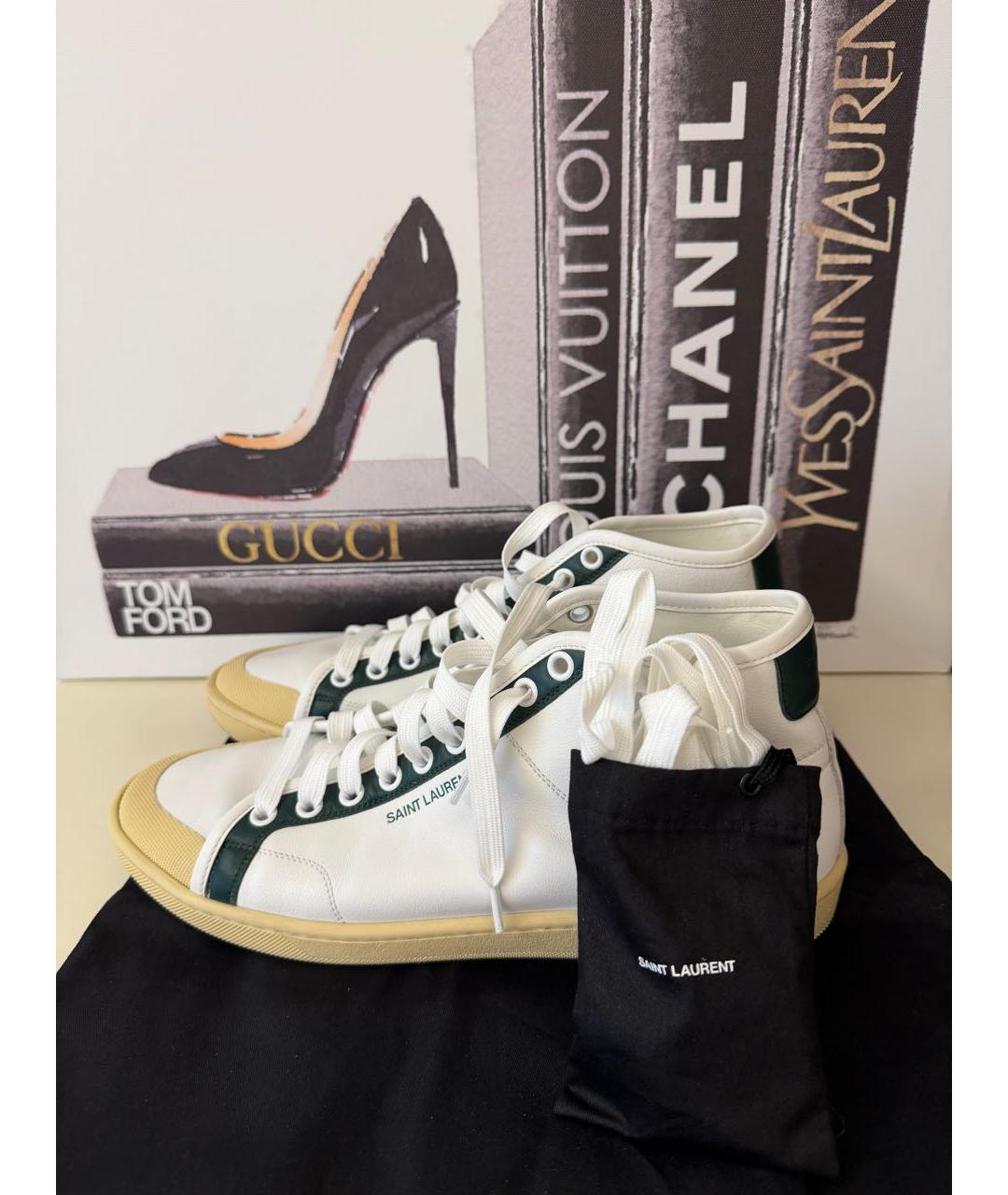 SAINT LAURENT Белые кожаные кеды, фото 7