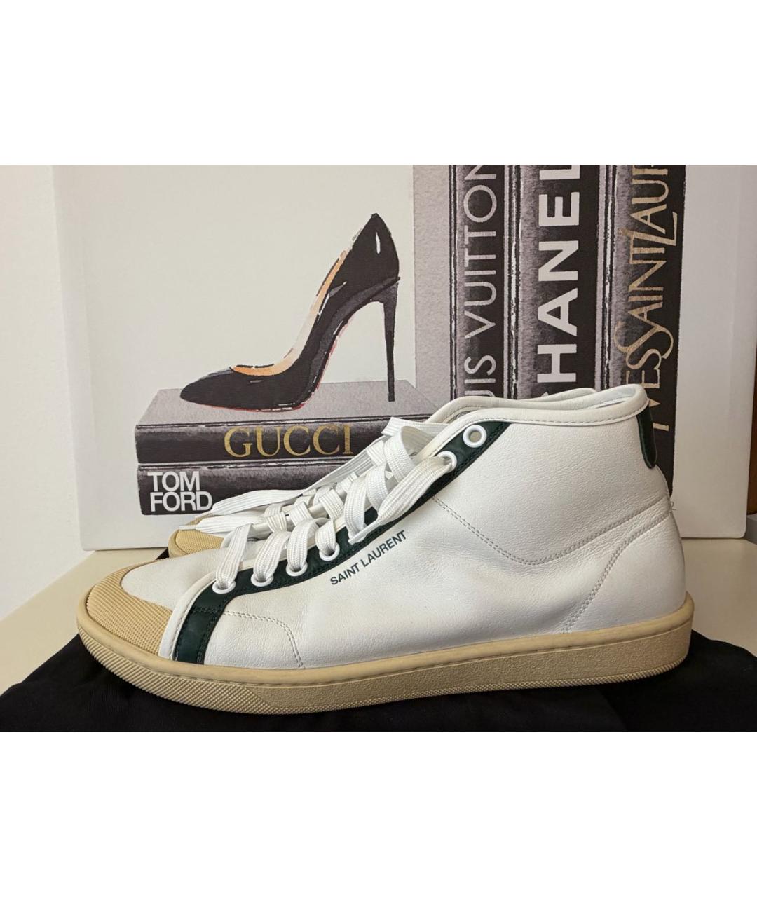 SAINT LAURENT Белые кожаные кеды, фото 9