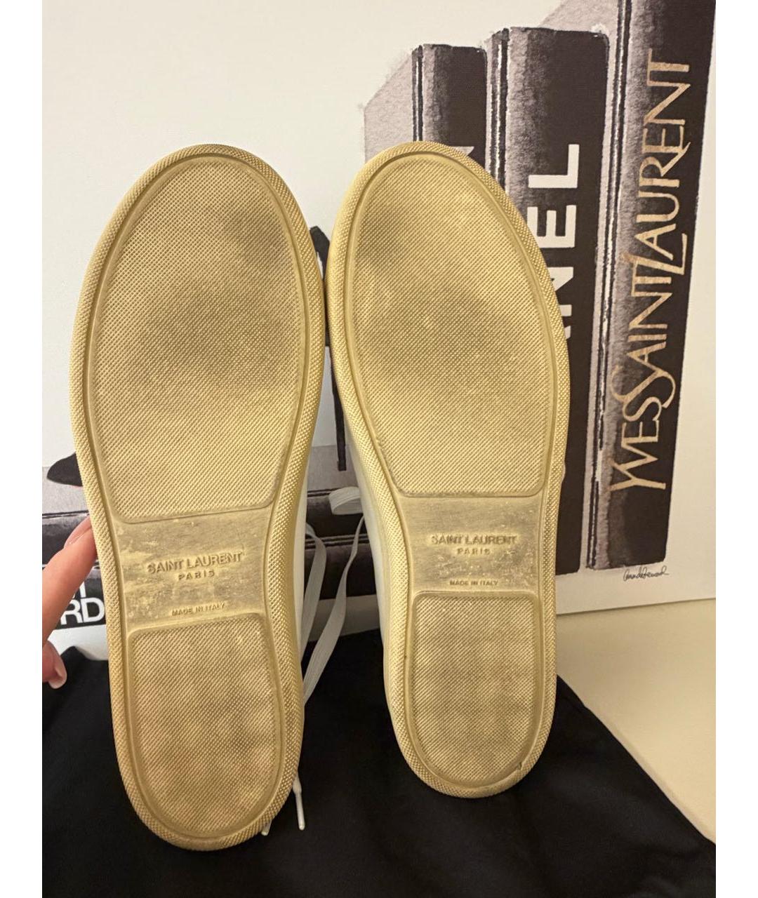 SAINT LAURENT Белые кожаные кеды, фото 6